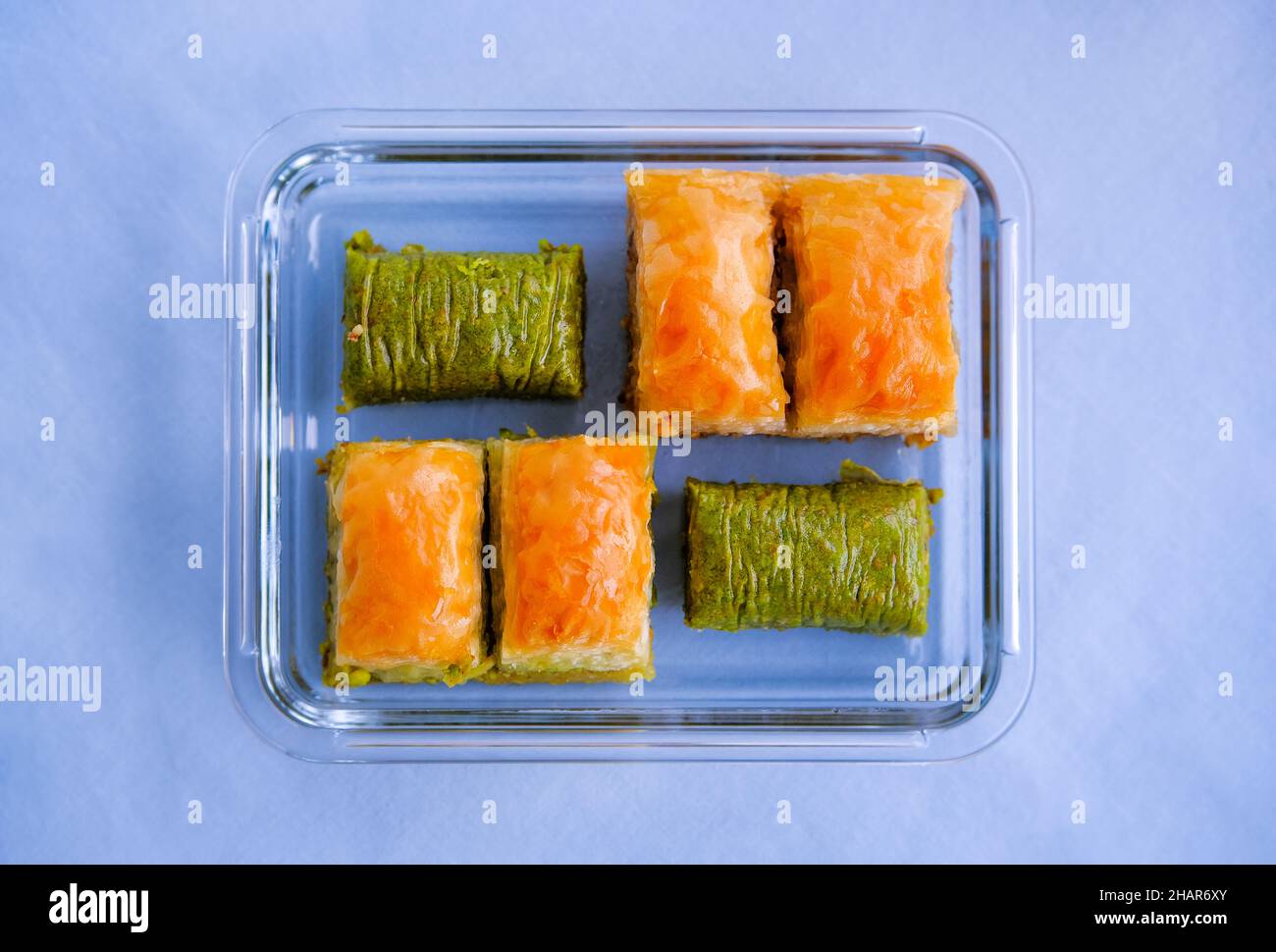 Baklava, traditionelle süsse Wüste im Nahen Osten, in der Türkei und Arabisch Stockfoto