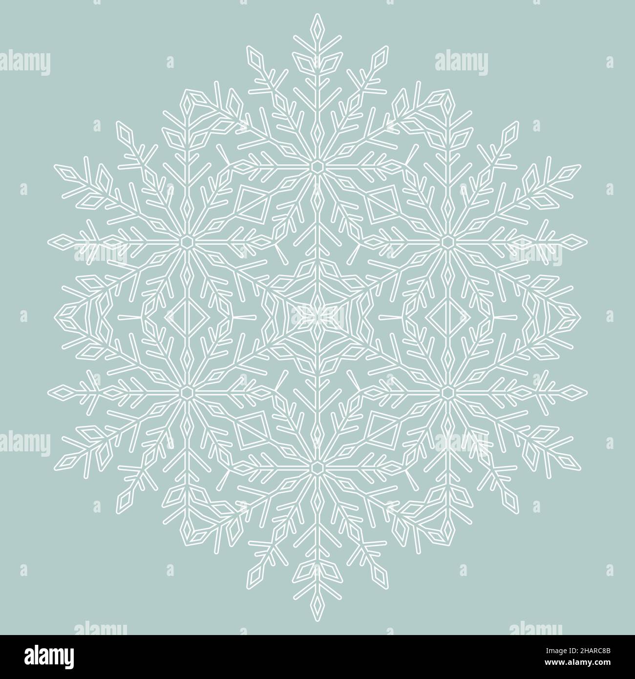 Runde Vektorschneeflocke. Abstraktes Winterschmuck. Hellblaue und weiße Schneeflocke Stock Vektor