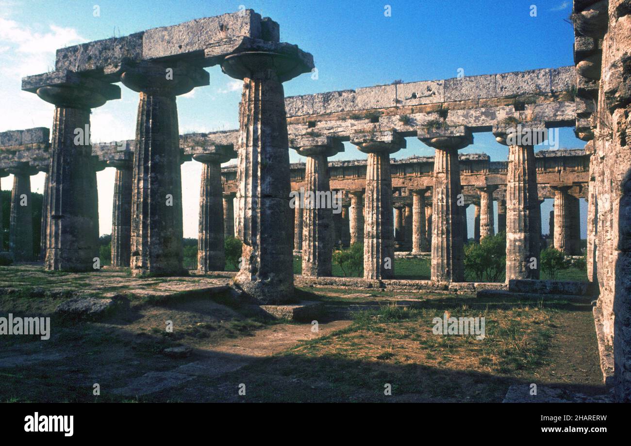 Paestum.Hera Tempel. Stockfoto