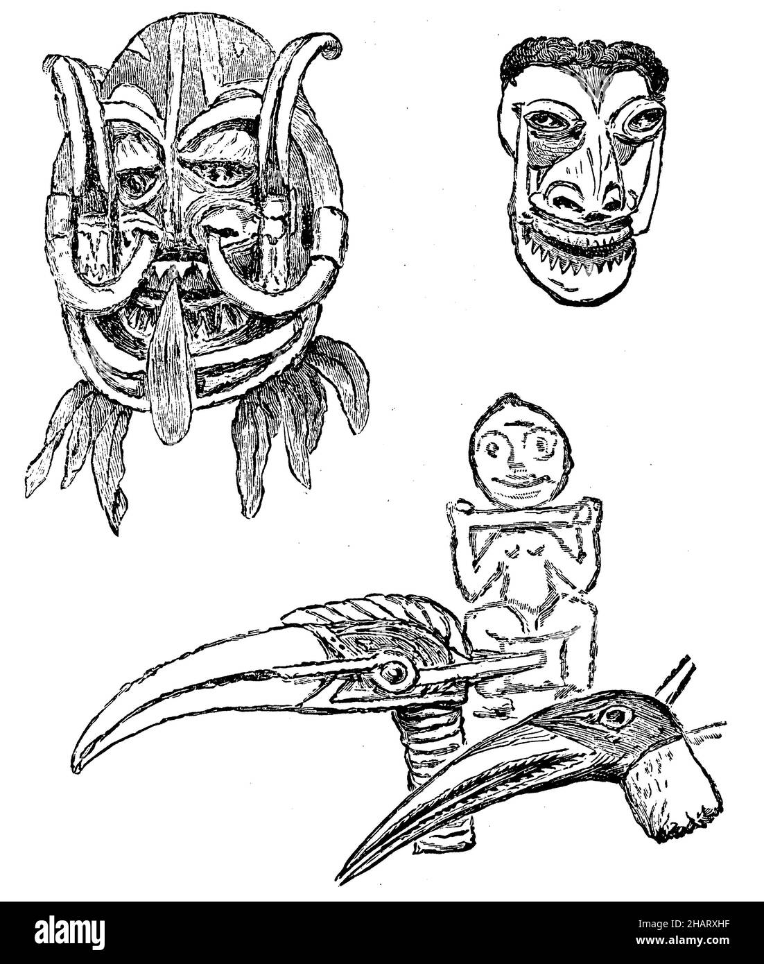 Tanzmasken aus Neubritannien, , (literaturhistorisches Buch, 1894), Tanz-Masken aus Neubritanien, Masques de danse de Nouvelle-Bretagne Stockfoto