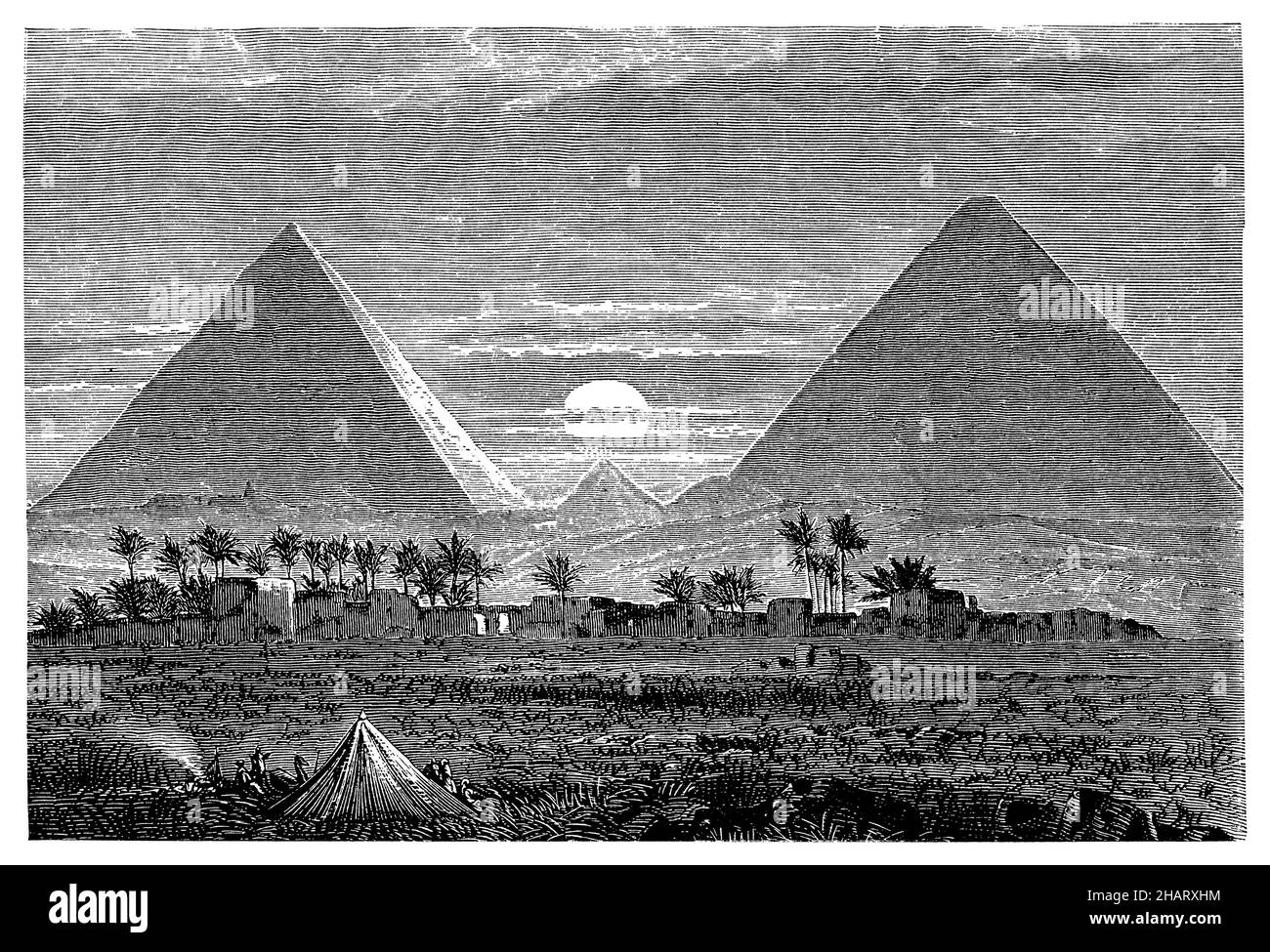 Pyramiden von Gizeh, , (Geographie Buch, 1892), Pyramiden von Gizeh, Pyramides de Gizeh Stockfoto