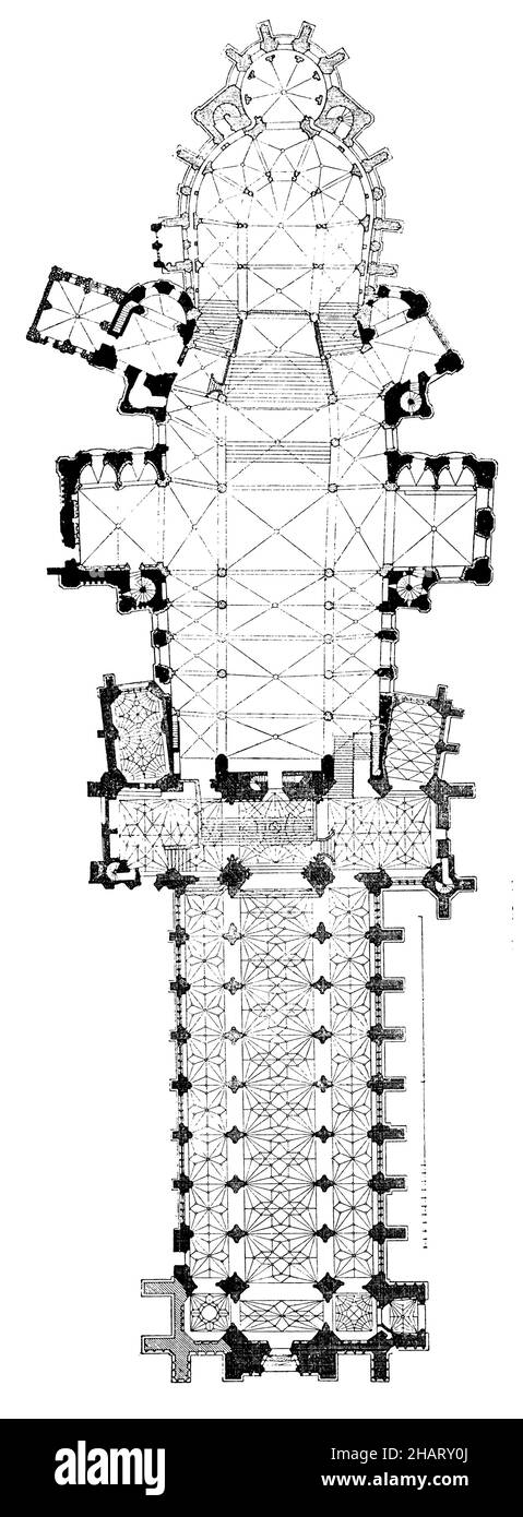 Kathedrale von Canterbury, Grundrick, , (Kunsthistorisches Buch, ), Kathedrale von Canterbury, Grundriss, Cathédrale de Canterbury, Plan d'Ensemble Stockfoto