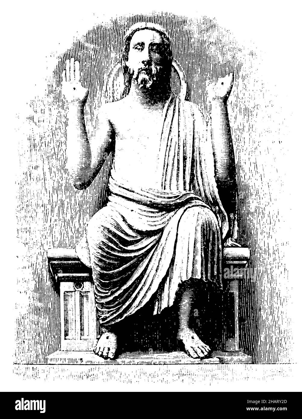 Christus auf dem Hauptportal der Kathedrale von Chartres, , (kunsthistorisches Buch, ), Christus am Hauptportal der Kathedrale von Chartres, Christ sur le portail principal de la cathédrale de Chartres Stockfoto