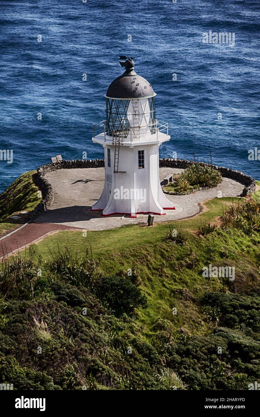 Cape Reinga Leuchtturm auf der Aupouri Halbinsel, in Northland, Neuseeland Stockfoto