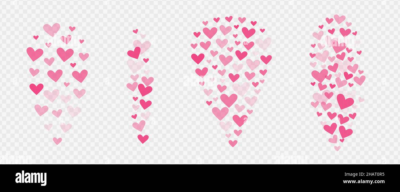 Strom fliegender Herzen. Wie Elemente für Live-Übersetzungen in sozialen Medien. Vektorgrafik. Stock Vektor