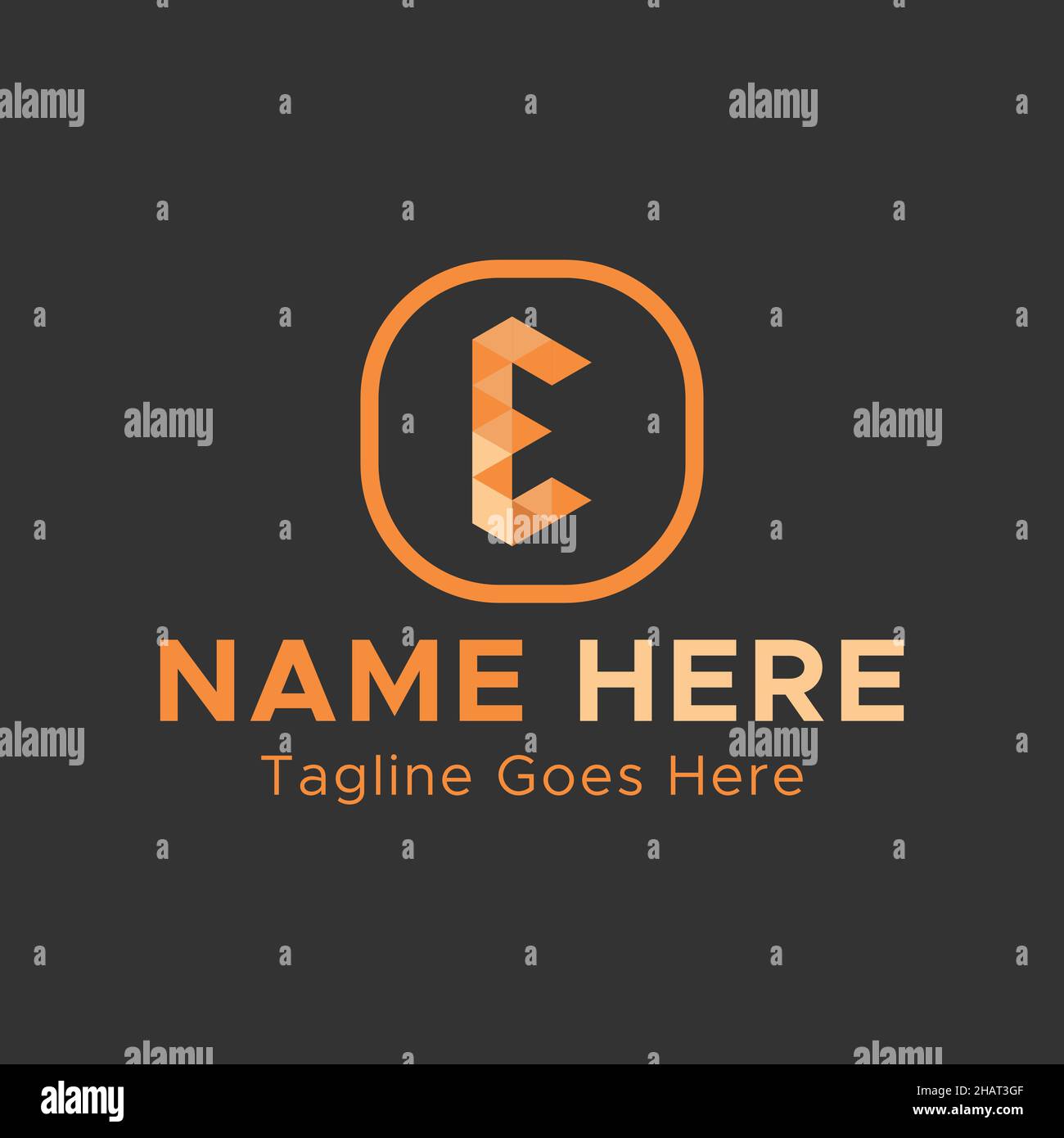 Creative E Letter-Logo. Quadratische Form Buchstabe Logo.Hellorange Farbe Abstraktes Logo. Stock Vektor