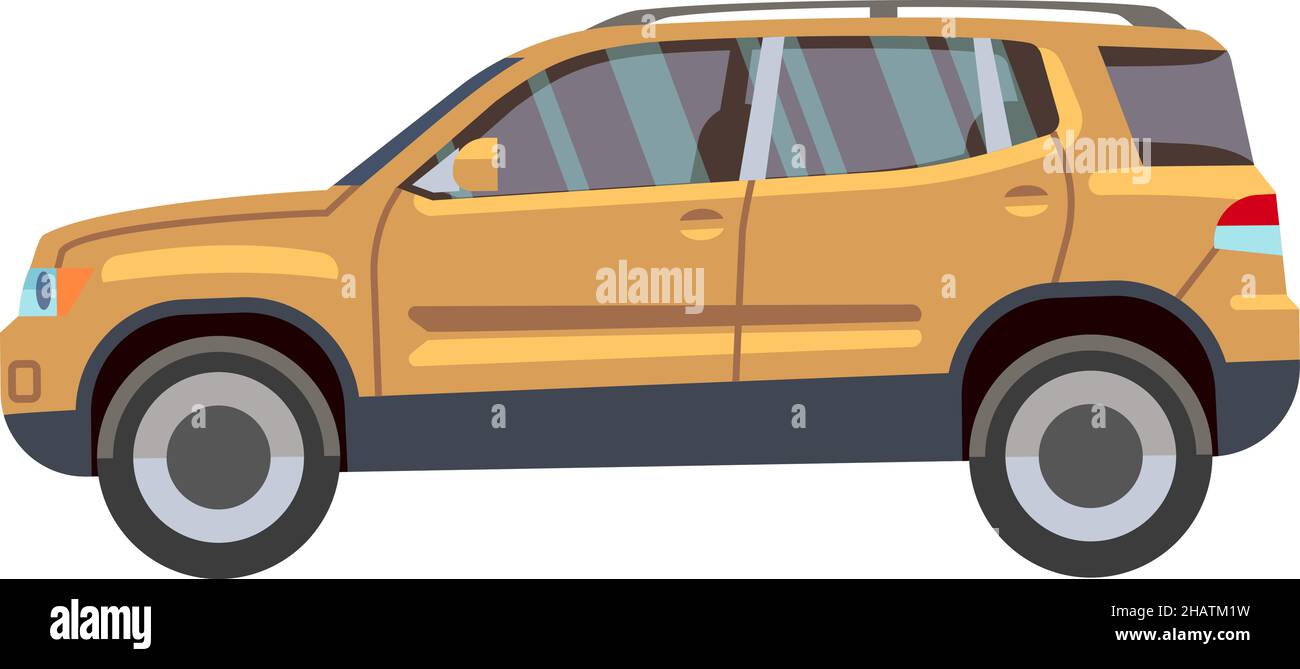 Beigefarbenes Crossover-Symbol. Seitenansicht eines leistungsstarken suv-Fahrzeugs Stock Vektor