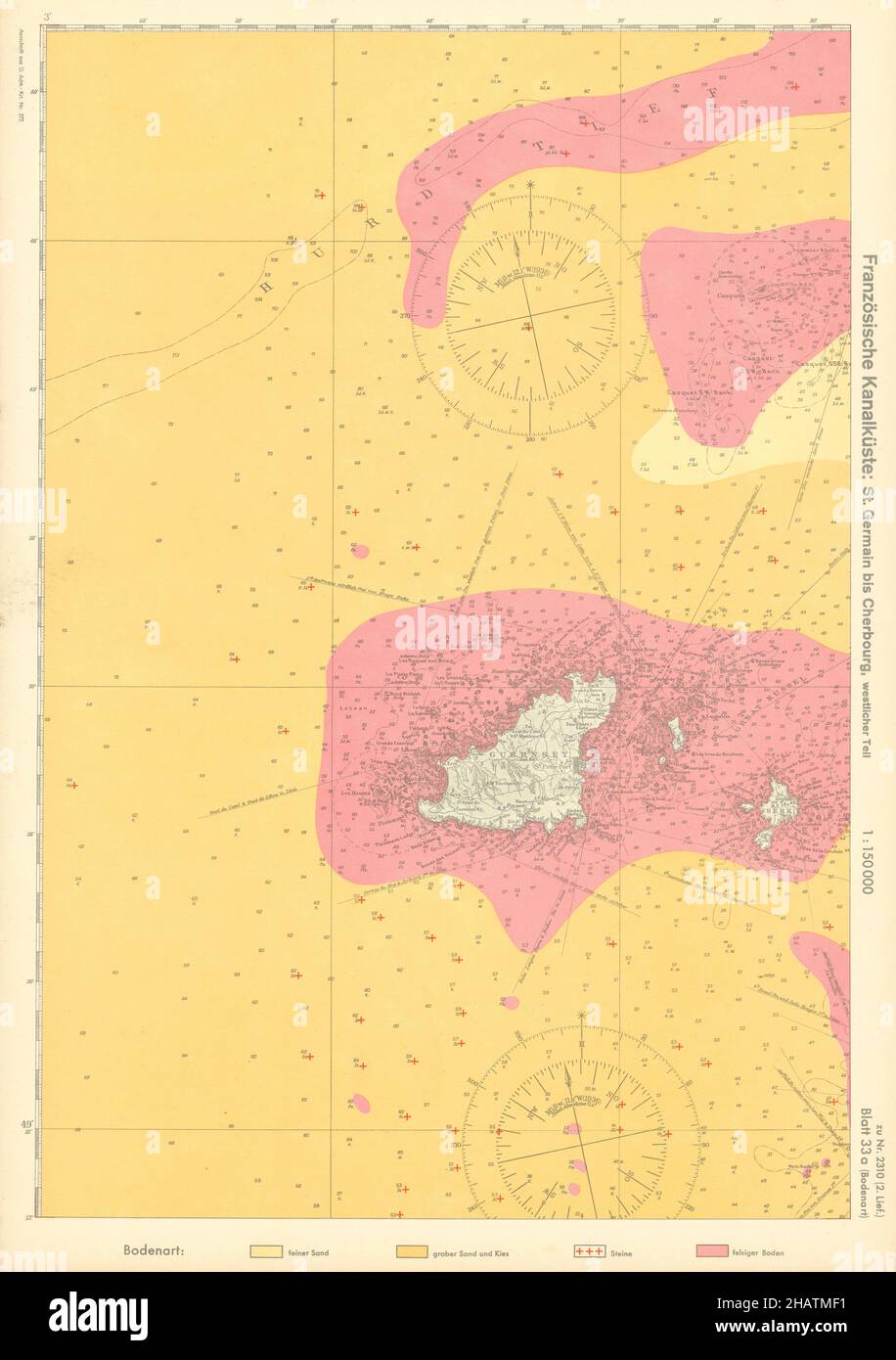 33a. Channel Islands Guernsey Sark Herm. KRIEGSMARINE Nazi-Karte 1940 alt Stockfoto