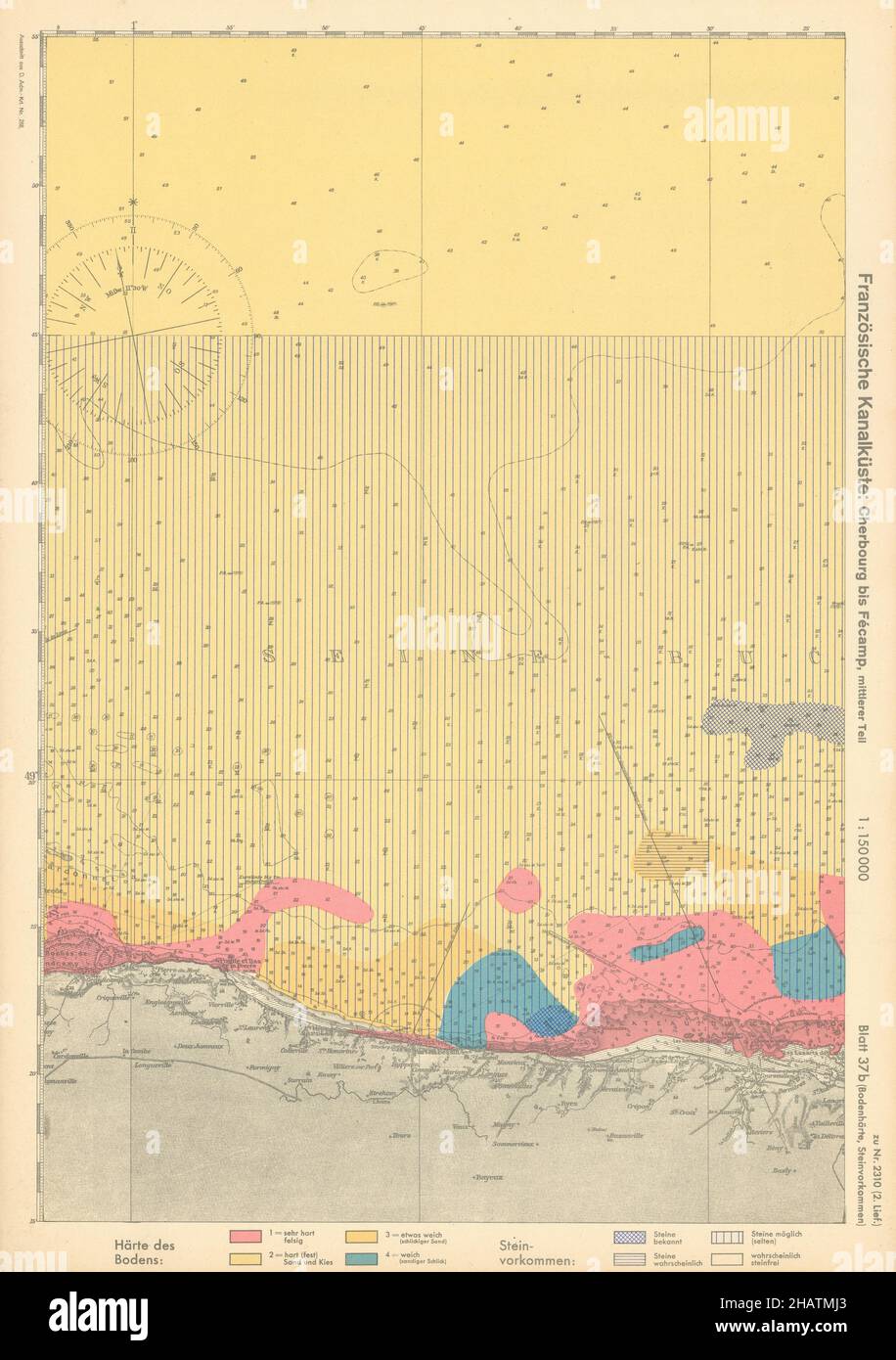 37B. Calvados. Omaha Gold Juno D-Day Landungsstrände. KRIEGSMARINE Nazi-Karte 1940 Stockfoto