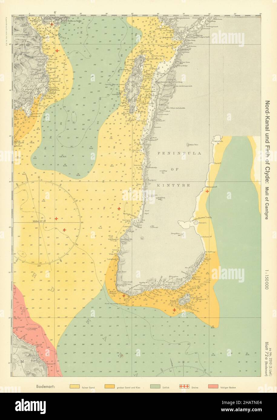 72A. North Channel. Mull of Kintyre. Islay Argyll. KRIEGSMARINE Nazi-Karte 1940 Stockfoto