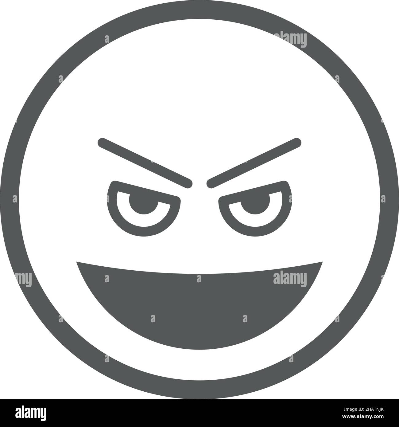Böse Grinsen Gesicht Symbol. Böse lächelnde Emoji Stock Vektor