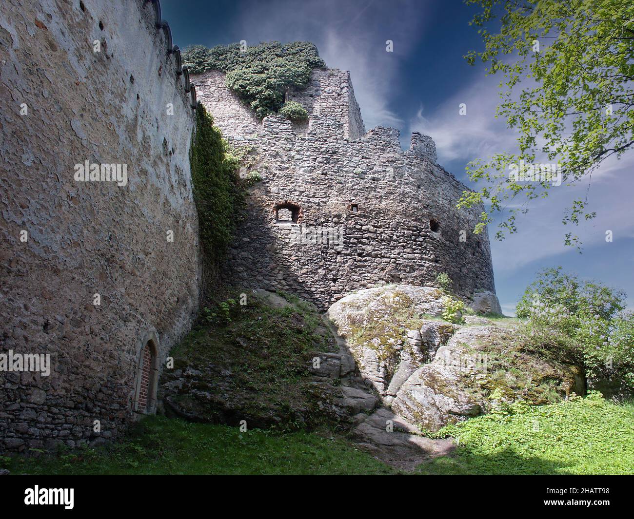 Ruinen der mittelalterlichen Burg Chojnik, polnische Schlösser und Paläste, Polen Stockfoto