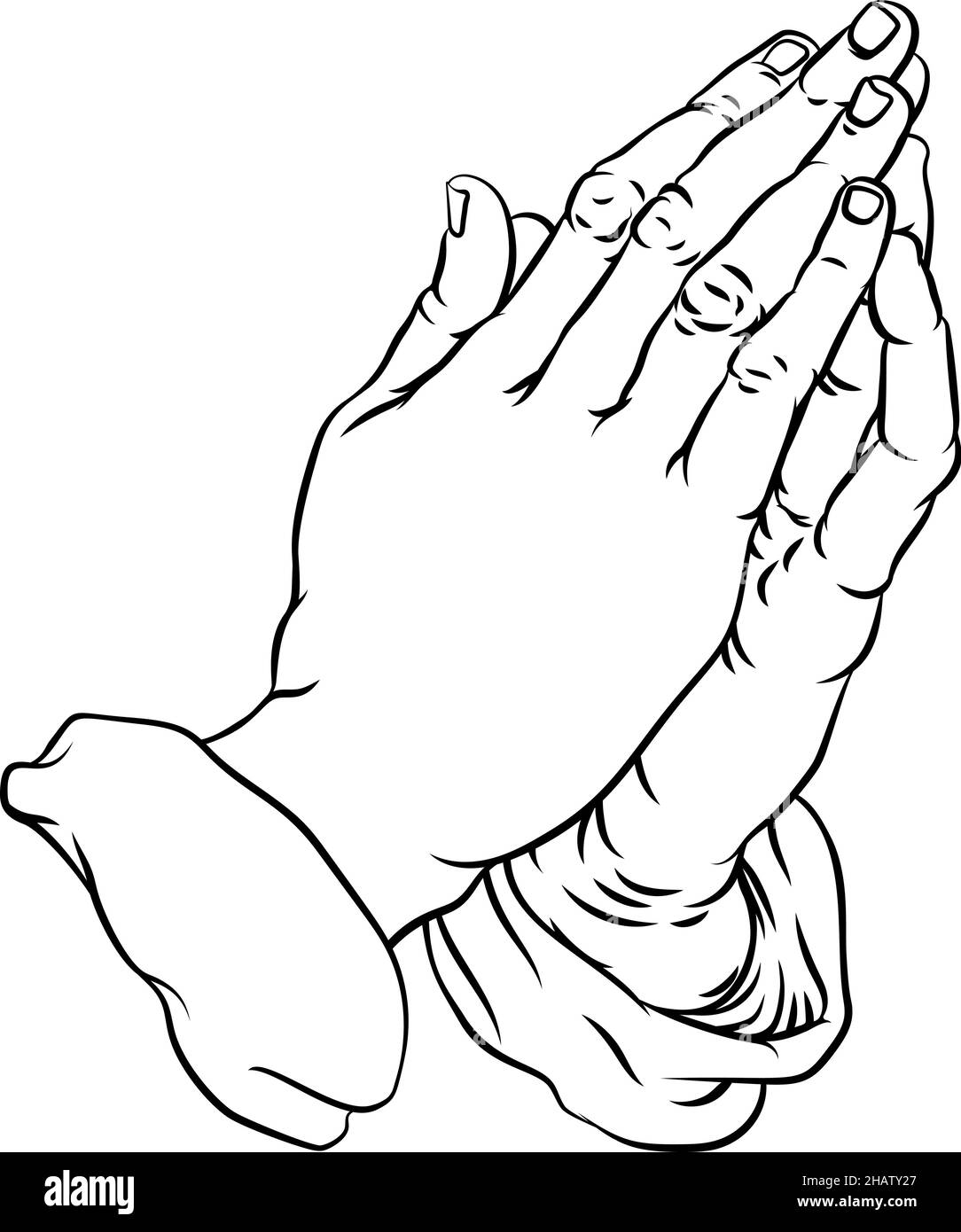 Betende Hände im Gebet Comic-Buch Pop Art Cartoon Stock Vektor
