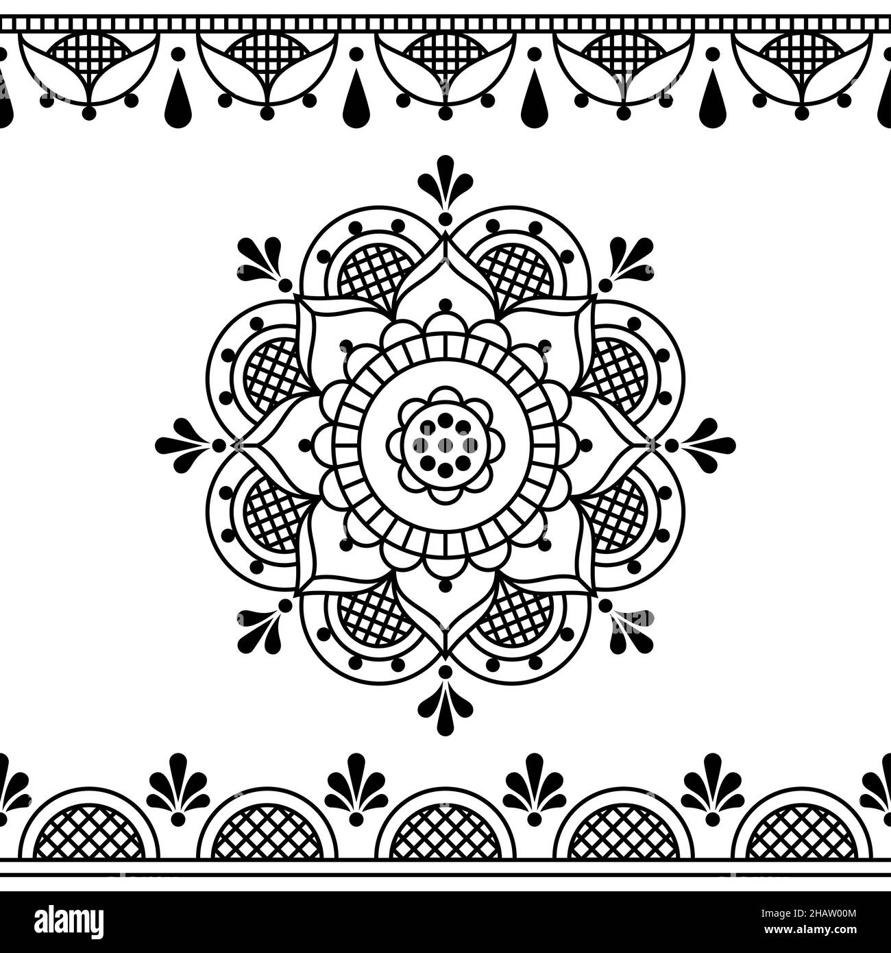 Florale Linie Kunst Vektor schwarz Design inspiriert von den traditionellen Spitzen und Stickereien Muster, Retro Hochzeitseinladung oder Grußkarte backgorund wit Stock Vektor