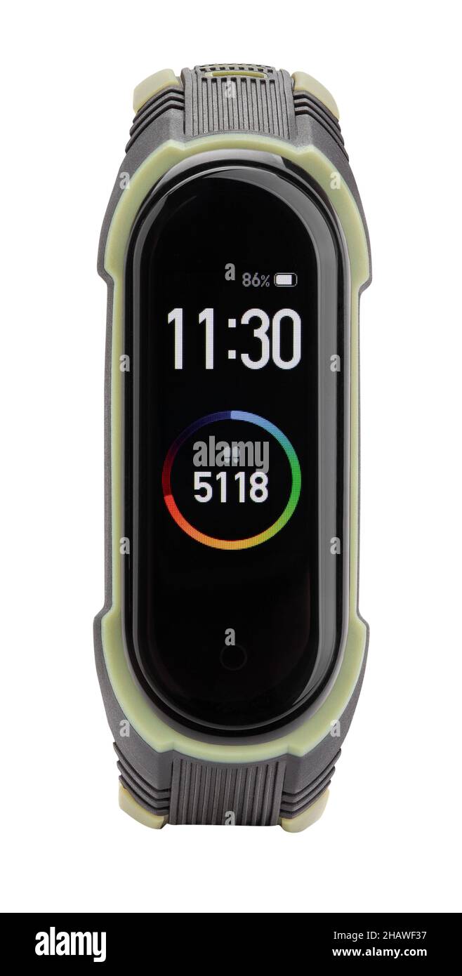 Smart Band Fitness Tracker Pfad isoliert auf weiß Stockfoto