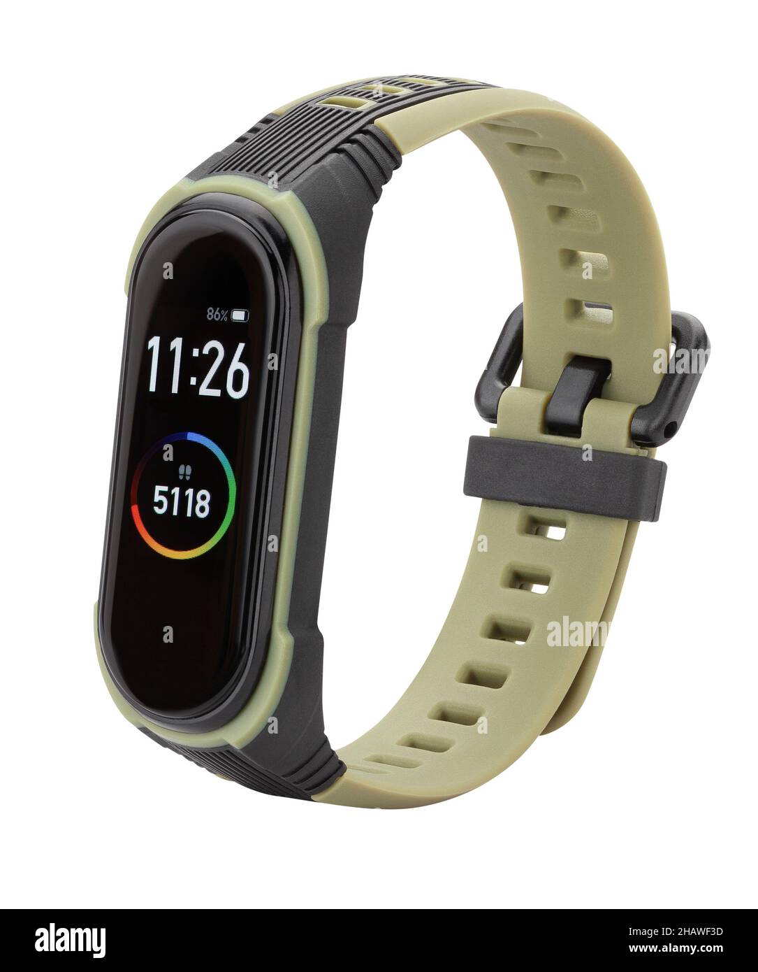 Smart Band Fitness Tracker Pfad isoliert auf weiß Stockfoto