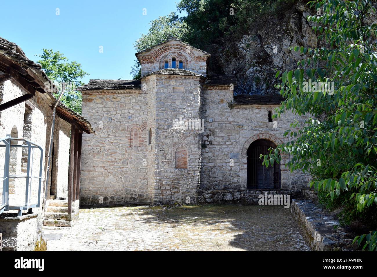 Griechenland, Ioannina, Teil des mittelalterlichen Klosters Prodomou auf der winzigen Insel im See Pamvotida, wo der osmanische Gouverneur Ali Pascha ermordet wurde Stockfoto