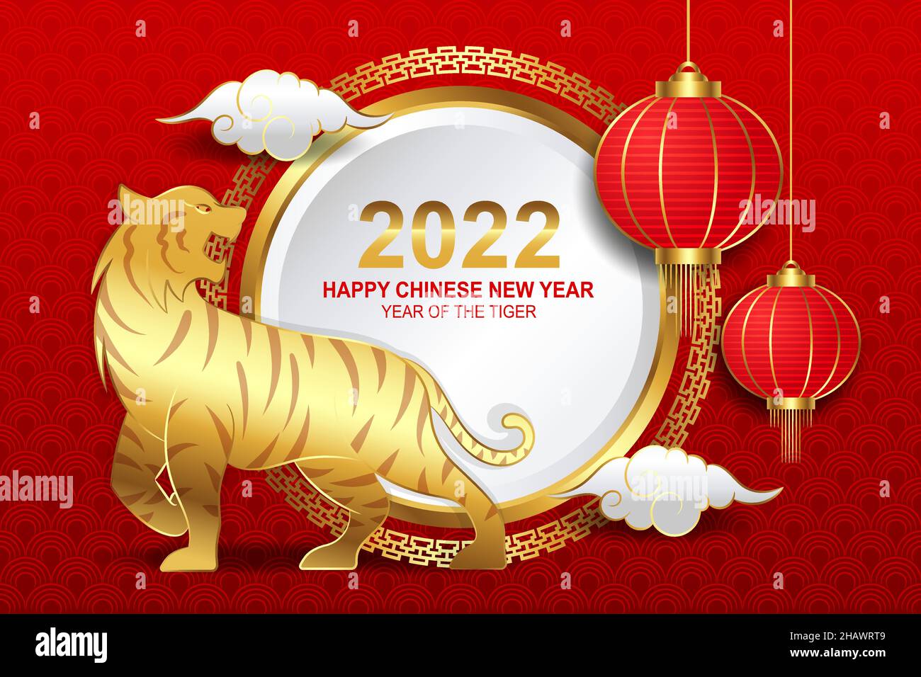 Goldenes chinesisches Neujahr 2022 Jahr des Tigers Stock Vektor