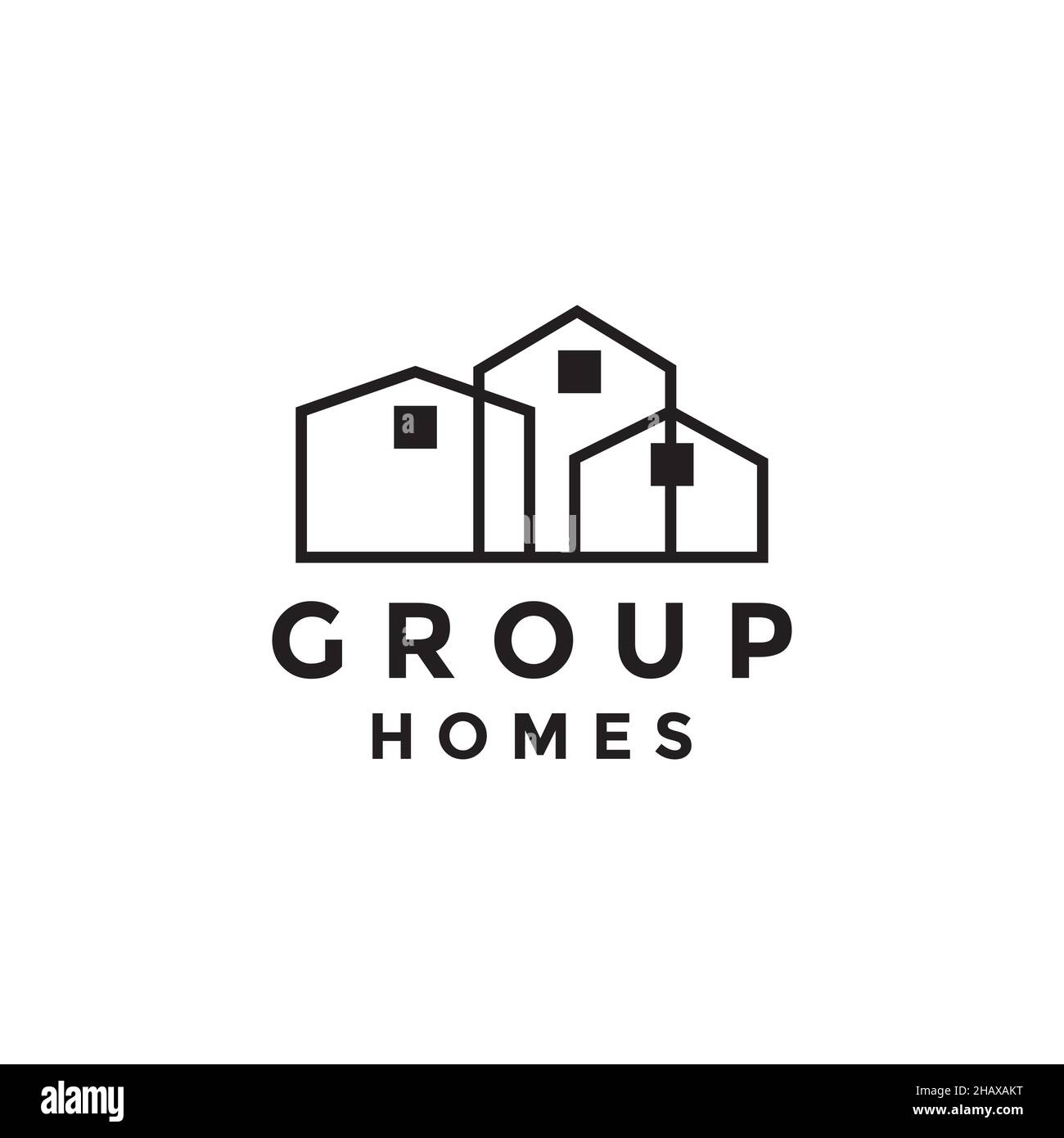Linie drei Home Gruppe Logo Symbol Symbol Vektor Grafik Design Illustration Idee kreativ Stock Vektor