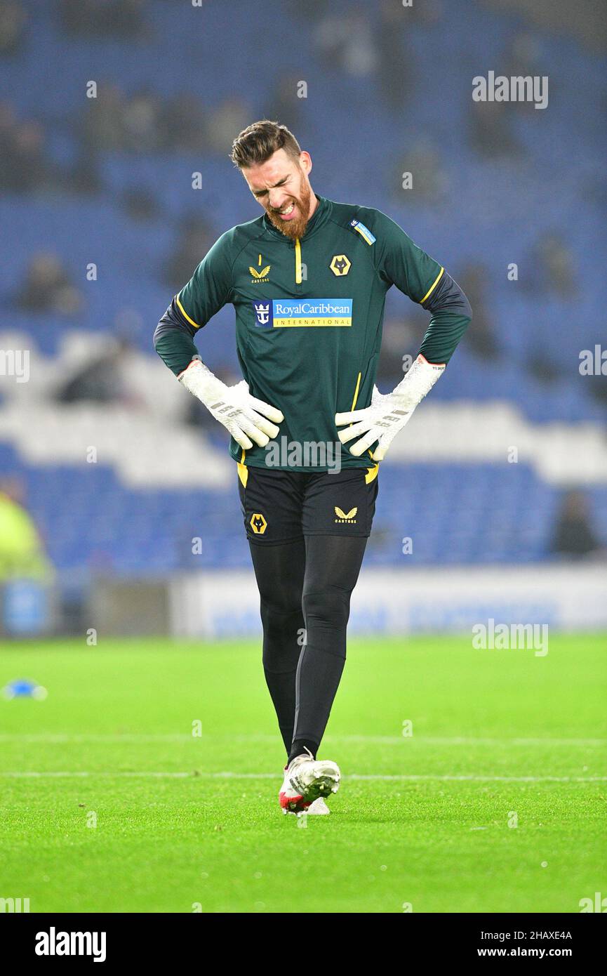 Brighton, Großbritannien. 15th Dez 2021. Jose Sa Torwart von Wolverhampton Wanderers vor dem Premier League-Spiel zwischen Brighton & Hove Albion und Wolverhampton Wanderers am 15th 2021. Dezember beim Amex in Brighton, England. (Foto von Jeff Mood/phcimages.com) Quelle: PHC Images/Alamy Live News Stockfoto