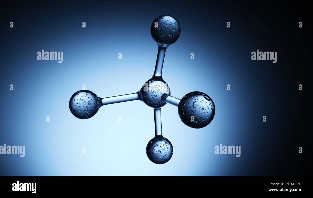 Molecules Connected Network 3D molekulare abstrakte blaue Grafik Stockfoto