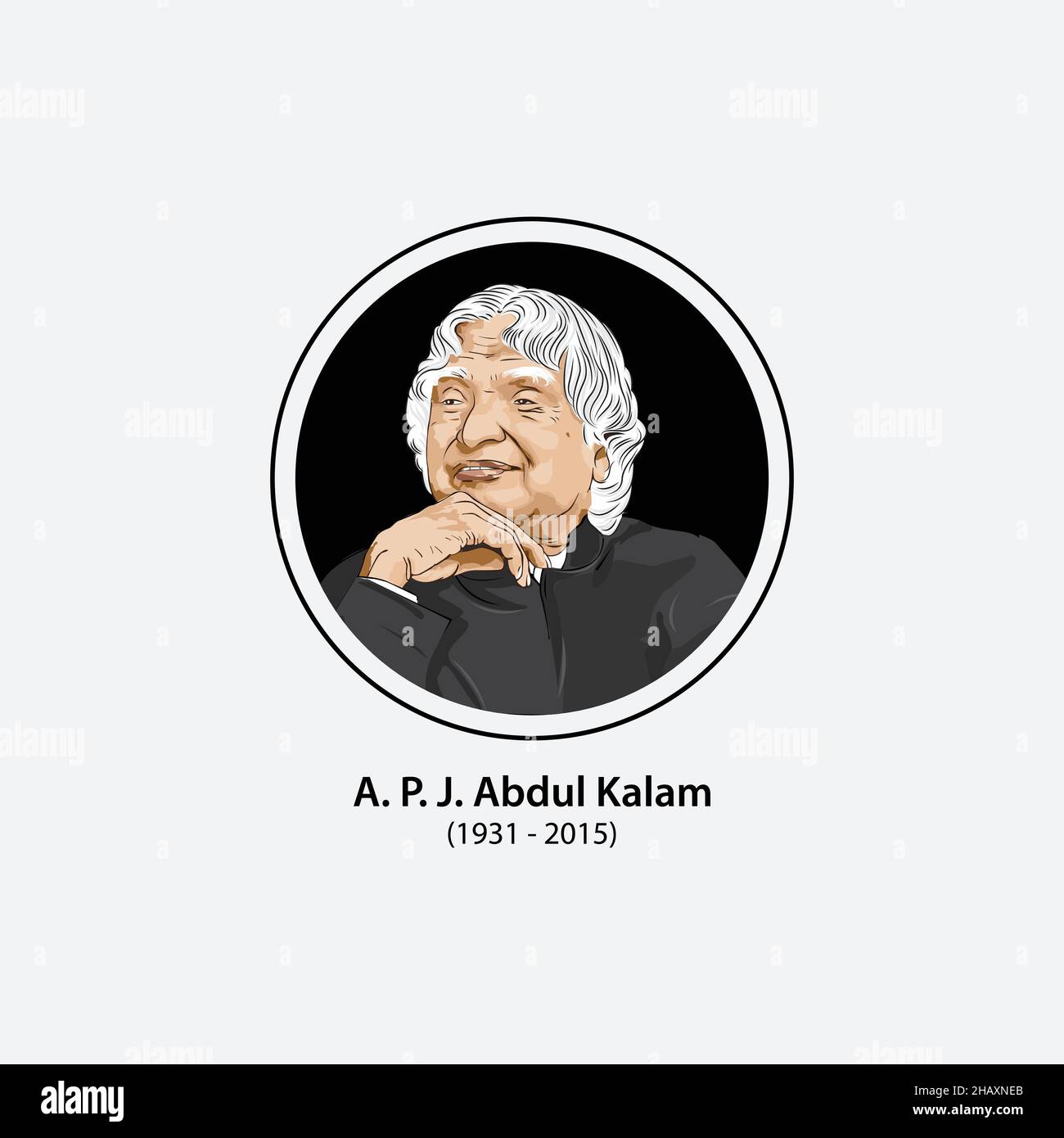 Avul Pakir Jainulabdeen Abdul Kalam war ein indischer Luft- und Raumfahrtwissenschaftler, der von 2002 bis 2007 als Präsident von Indien 11th fungierte. Stock Vektor