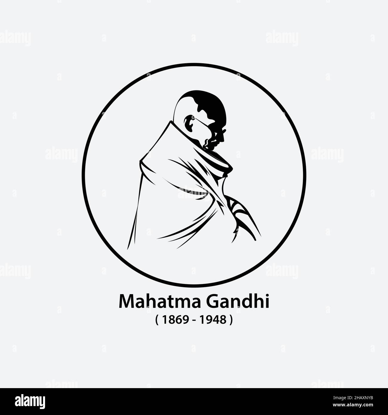 Gandhi, Indiens Vater der Nation. Mahatma Gandhi Vektorbild, Führer der indischen Unabhängigkeitsbewegung gegen die britische Herrschaft. Die beliebtesten Perso Stock Vektor