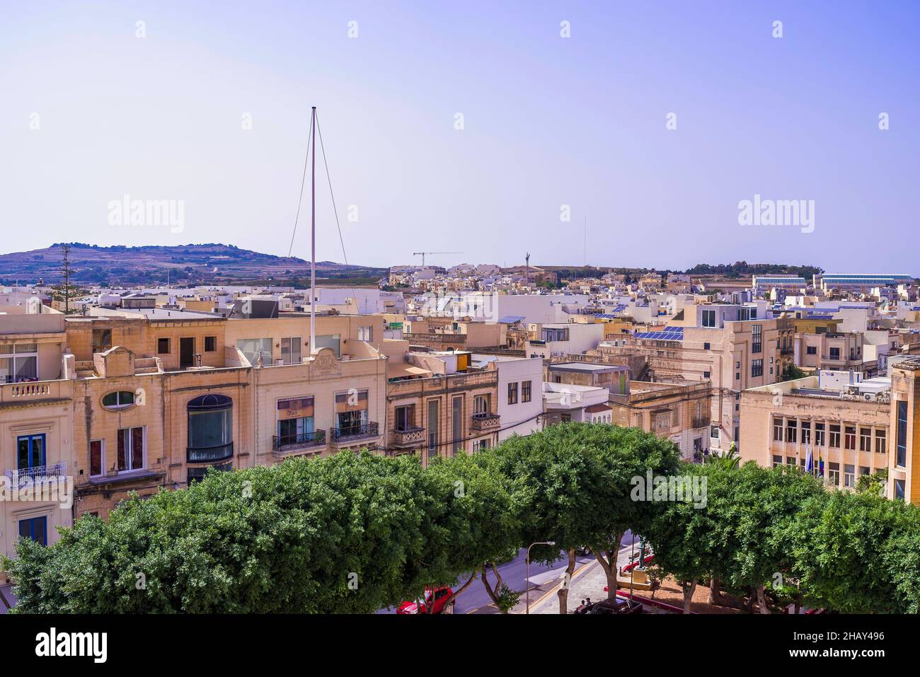 Die Stadt Mosta von der Spitze des Doms aus gesehen, Malta. Stockfoto