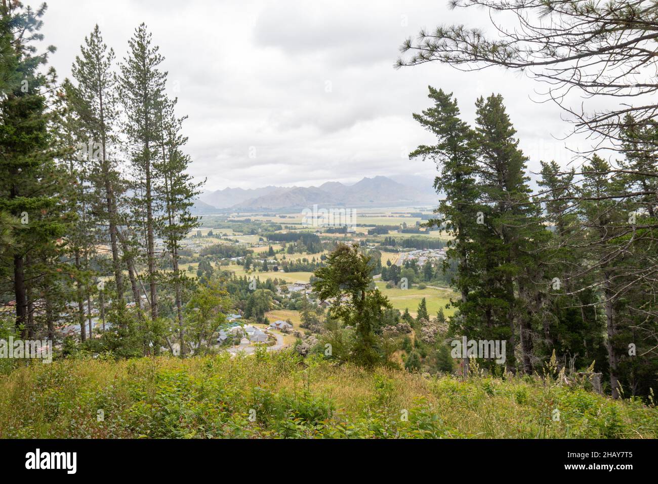 Blick vom Conical Hill Lookout, Hanmer Springs, Südinsel, Neuseeland Stockfoto