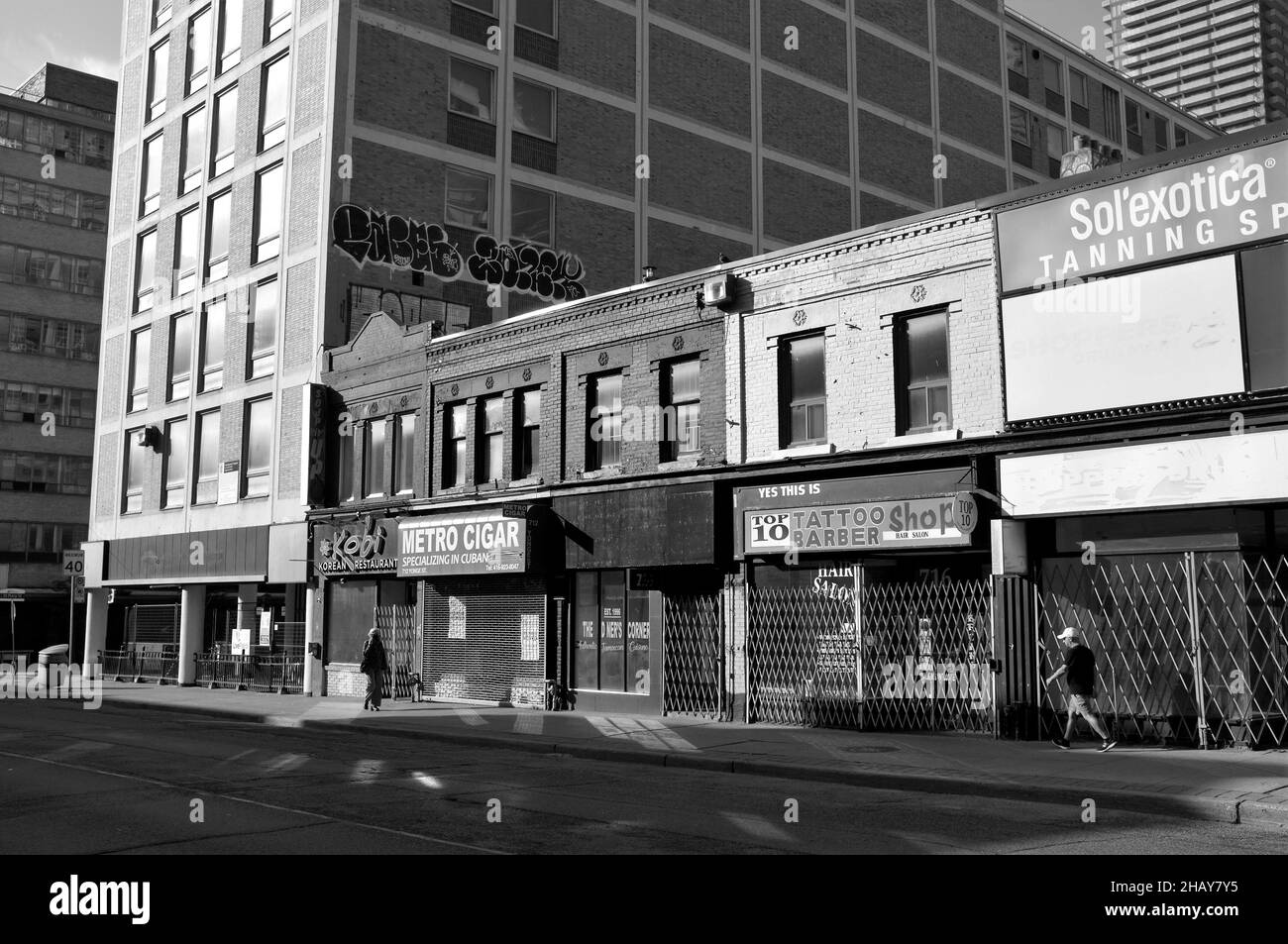 Pandemie-Wirtschaftskrise entlang der Yonge Street, im Stadtzentrum von Toronto Stockfoto