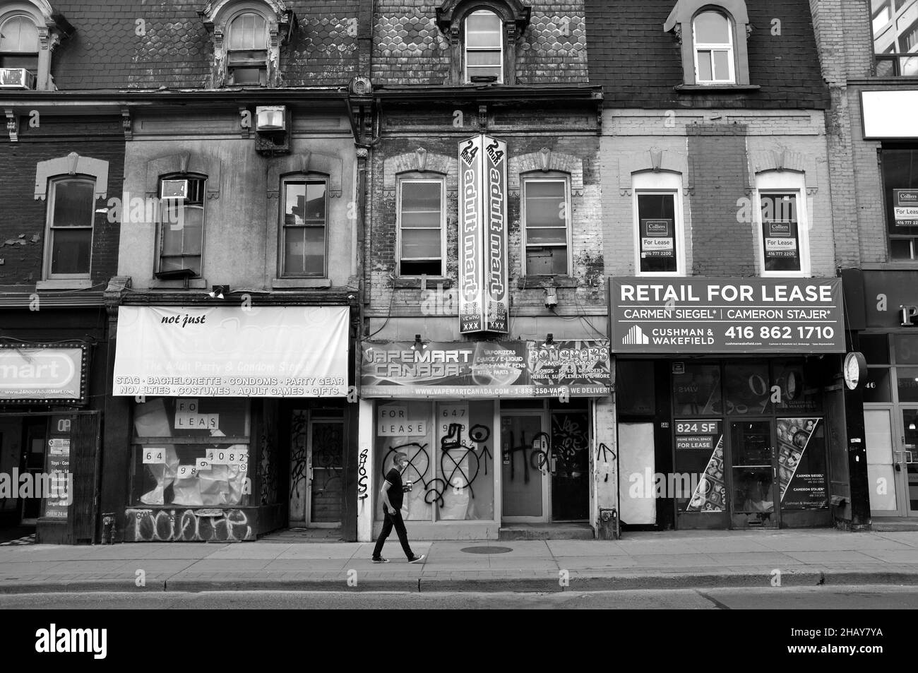 Pandemie-Wirtschaftskrise entlang der Yonge Street, im Stadtzentrum von Toronto Stockfoto