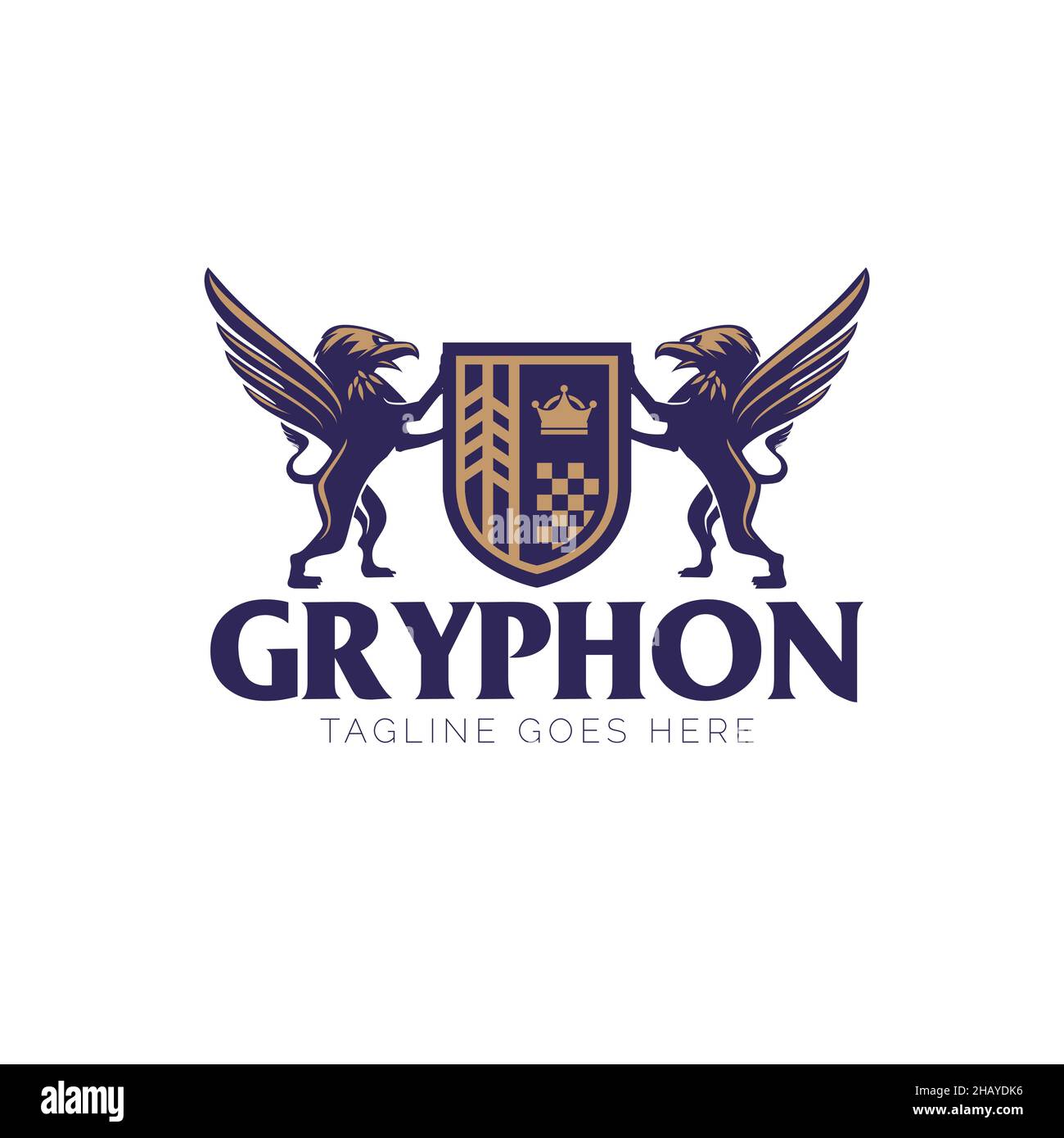 Gryphon Wappen Logo. Emblem Stil Vektor. Kann für Firmen- oder Firmenlogo, Automobil, T-Shirt-Print, Design-Element oder anderen Zweck verwendet werden. Stock Vektor