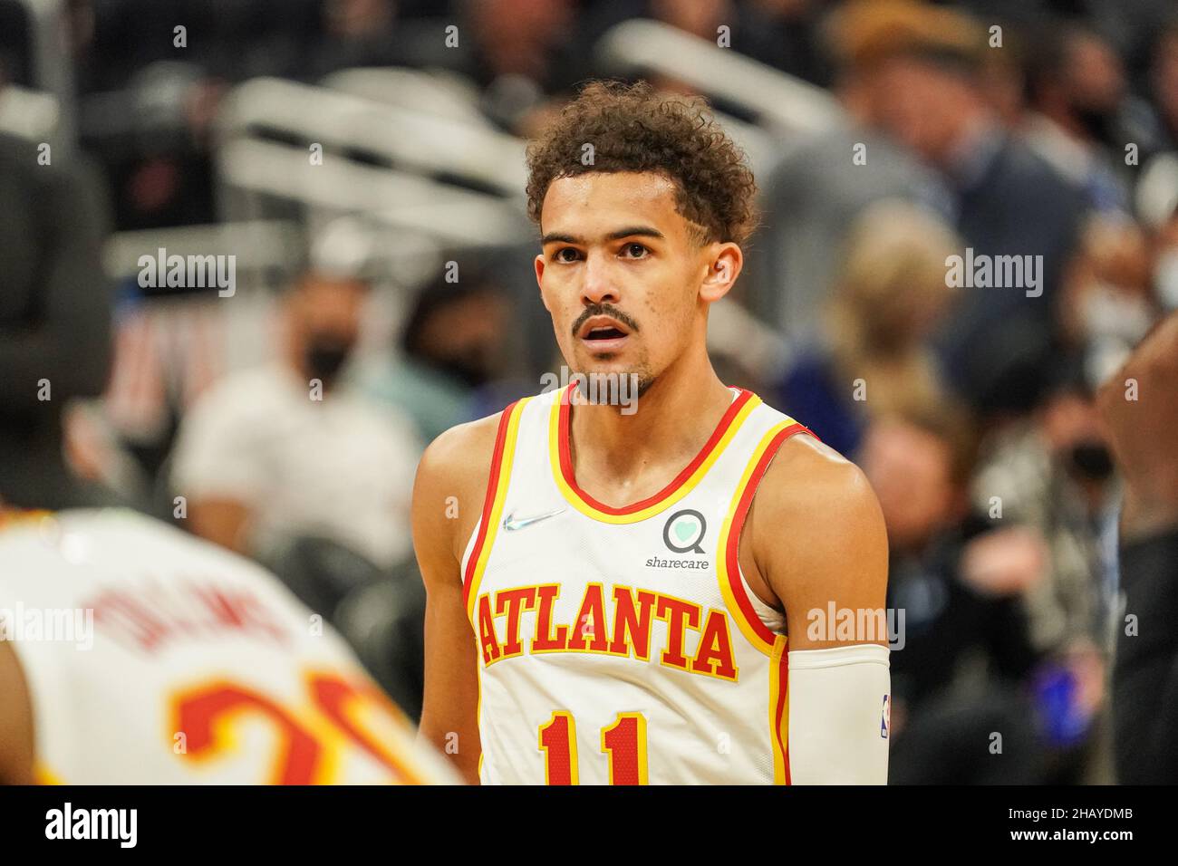 Orlando, Florida, USA, 15. Dezember 2021, Atlanta Hawks Wache Trae Young #11 im Amway Center. (Foto: Marty Jean-Louis) Stockfoto