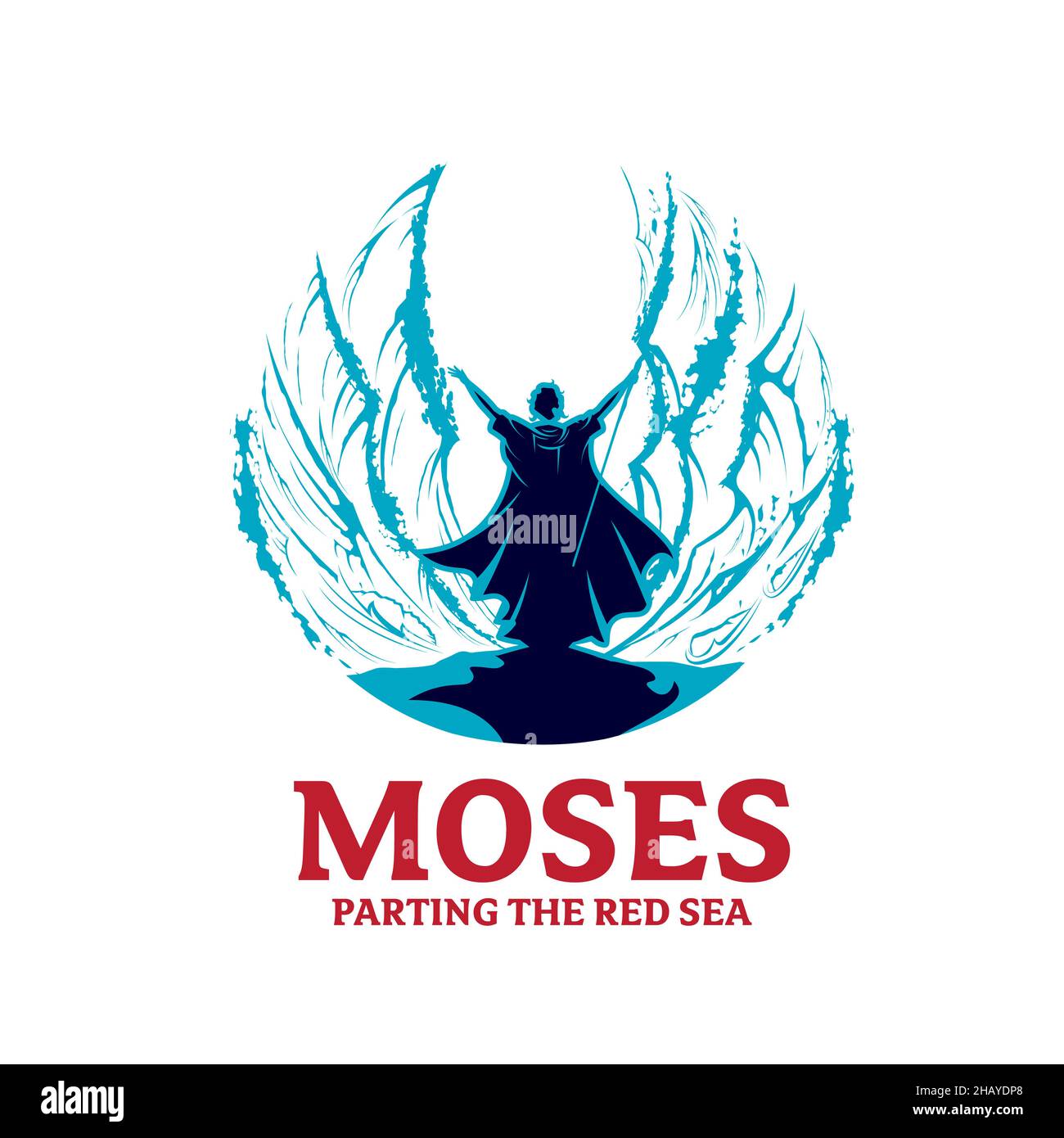 Moses Parting the Red Sea Vektor-Illustration für Poster, T-Shirt-Grafik, Logo oder andere Zwecke Stock Vektor