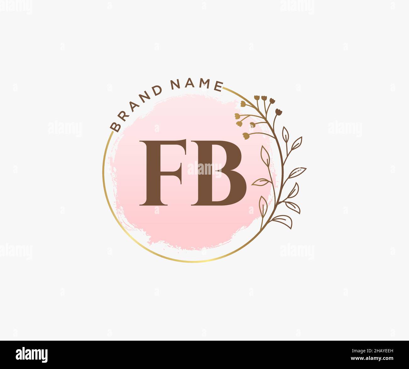 Feminines FB-Logo. Verwendbar für Natur, Salon, Spa, Kosmetik und Beauty Logos. Flaches Vektor-Logo-Design-Template-Element. Stock Vektor