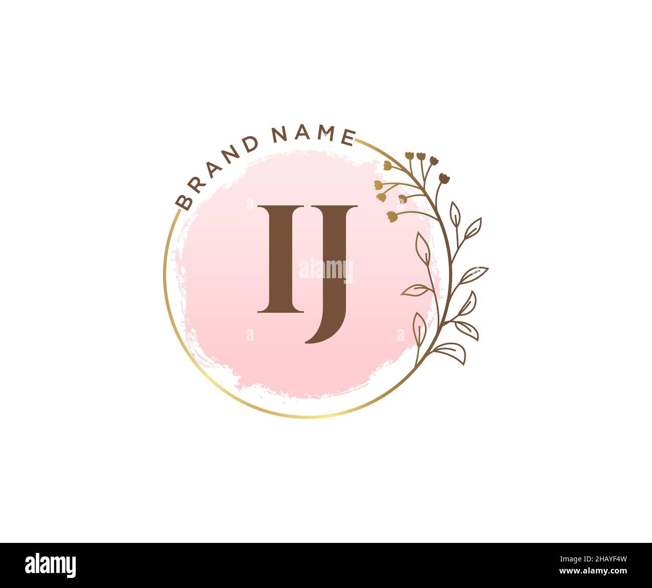 IJ feminines Logo. Verwendbar für Natur, Salon, Spa, Kosmetik und Beauty Logos. Flaches Vektor-Logo-Design-Template-Element. Stock Vektor