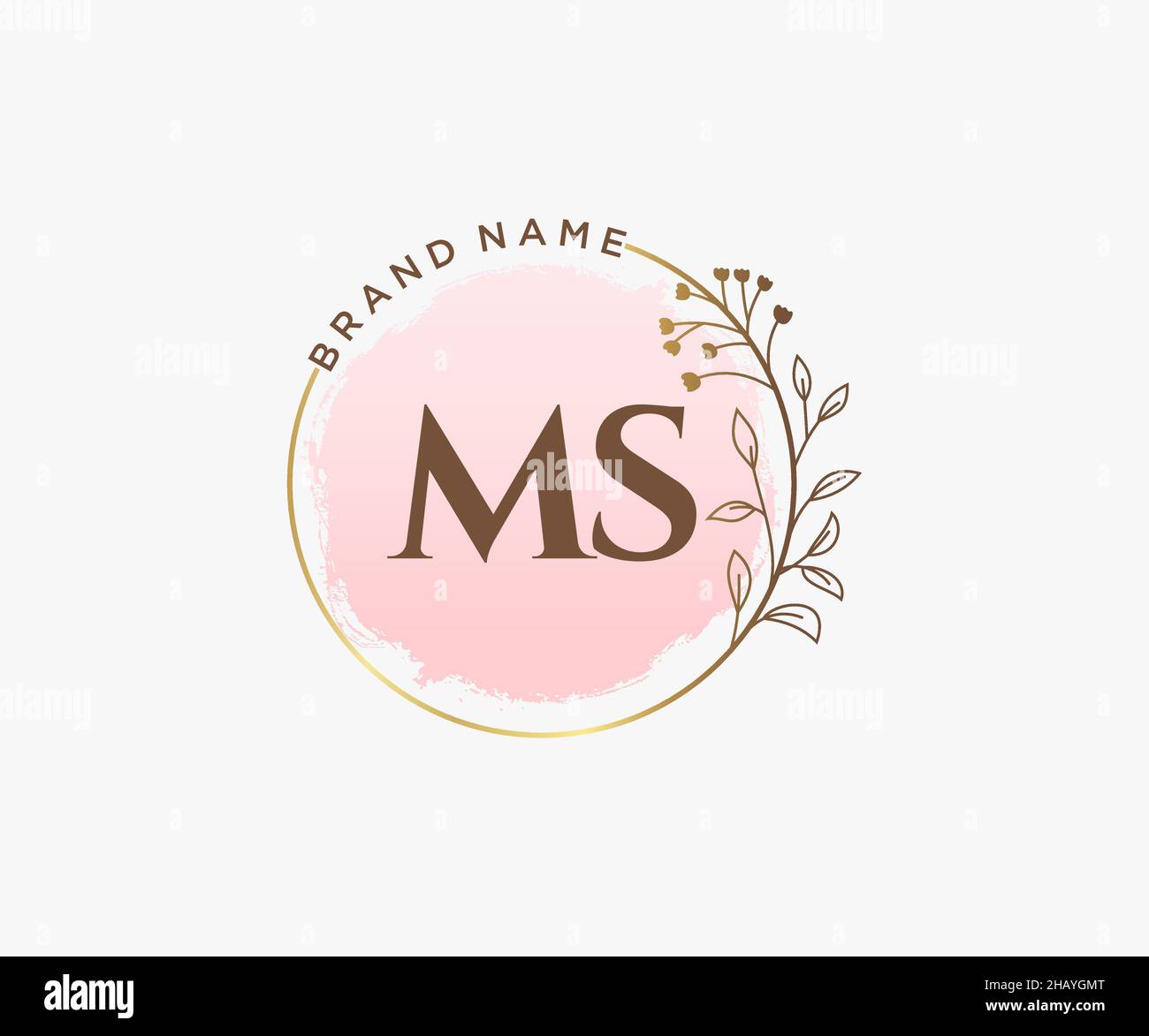 Feminines MS-Logo. Verwendbar für Natur, Salon, Spa, Kosmetik und Beauty Logos. Flaches Vektor-Logo-Design-Template-Element. Stock Vektor