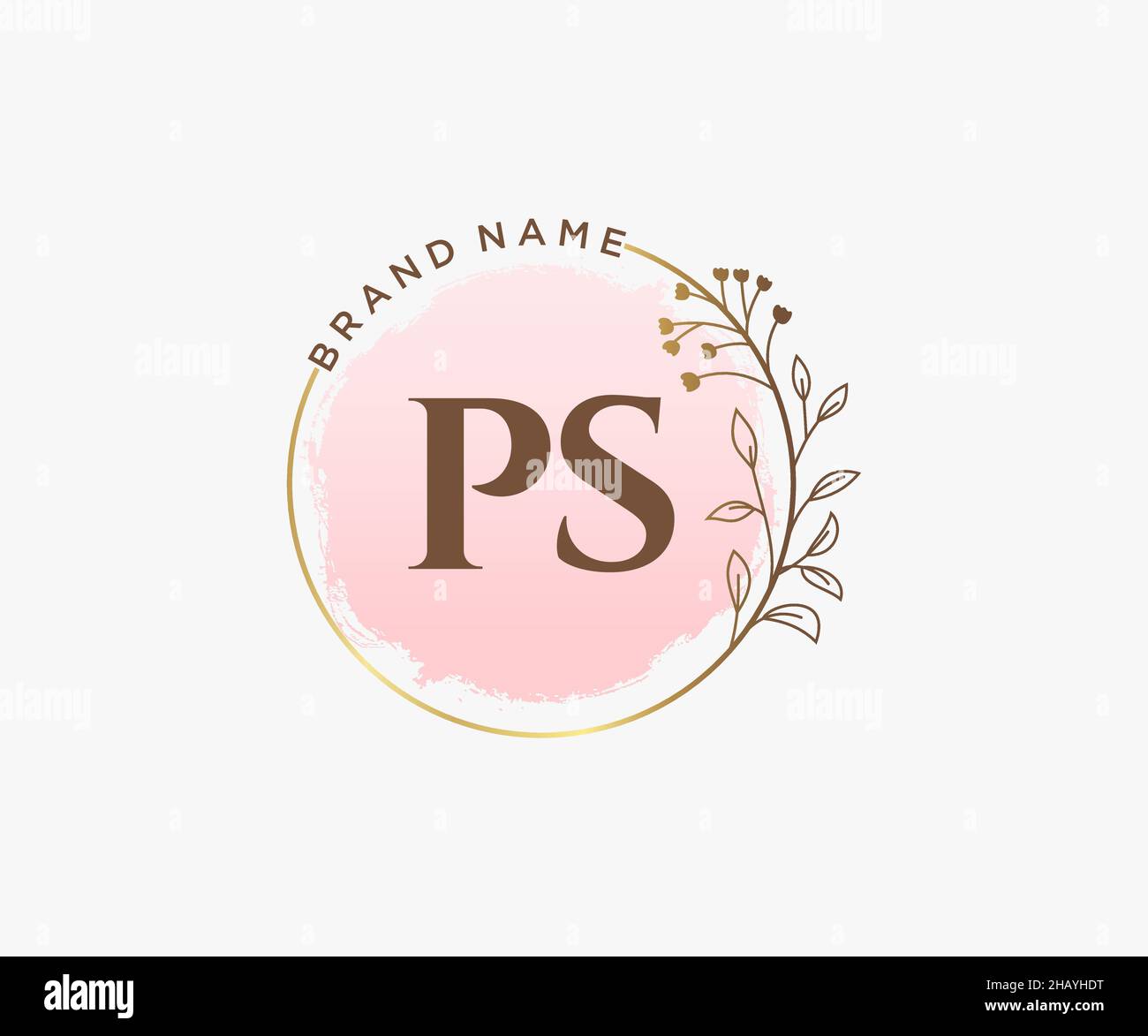 Feminines PS-Logo. Verwendbar für Natur, Salon, Spa, Kosmetik und Beauty Logos. Flaches Vektor-Logo-Design-Template-Element. Stock Vektor