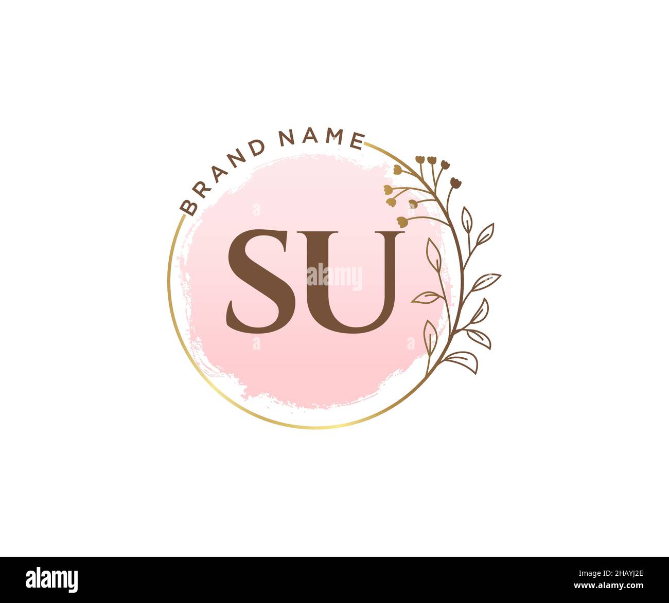 SU feminines Logo. Verwendbar für Natur, Salon, Spa, Kosmetik und Beauty Logos. Flaches Vektor-Logo-Design-Template-Element. Stock Vektor