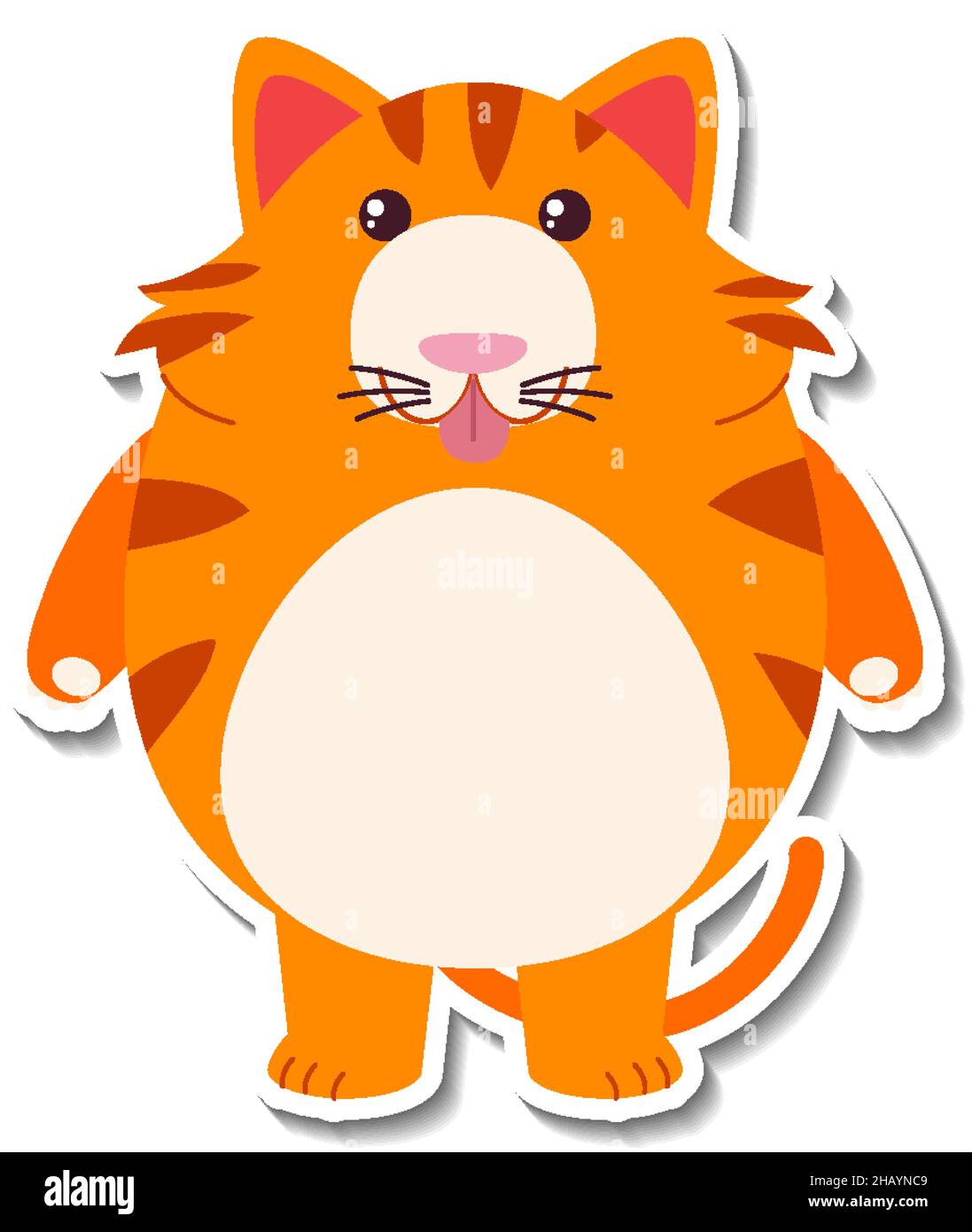 Mollige Katze Tier Cartoon Aufkleber Illustration Stock Vektor