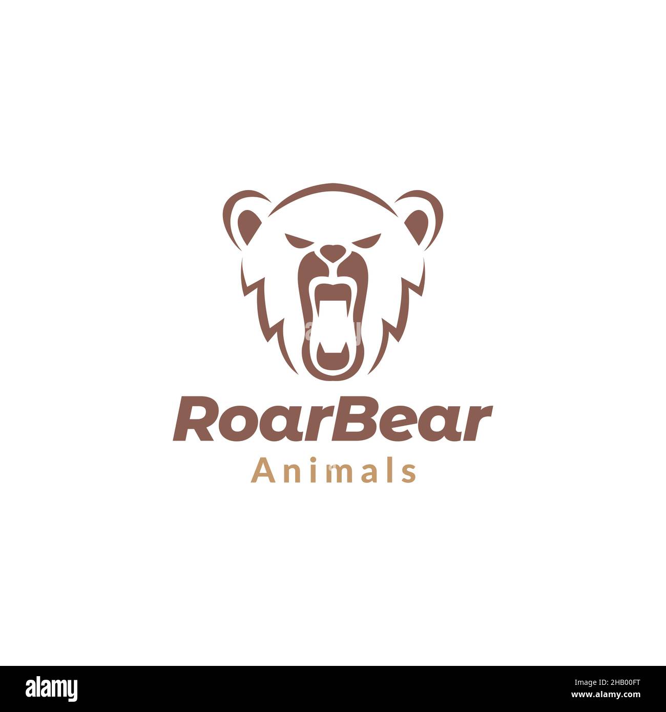 Gesicht Bär Grizzly brüllen minimal Logo Design Vektor Grafik Symbol Zeichen Illustration kreative Idee Stock Vektor