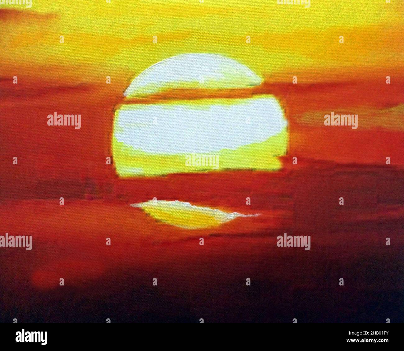 Malerei Acrylfarbe Kunst Sonne Aufgehen Stockfoto