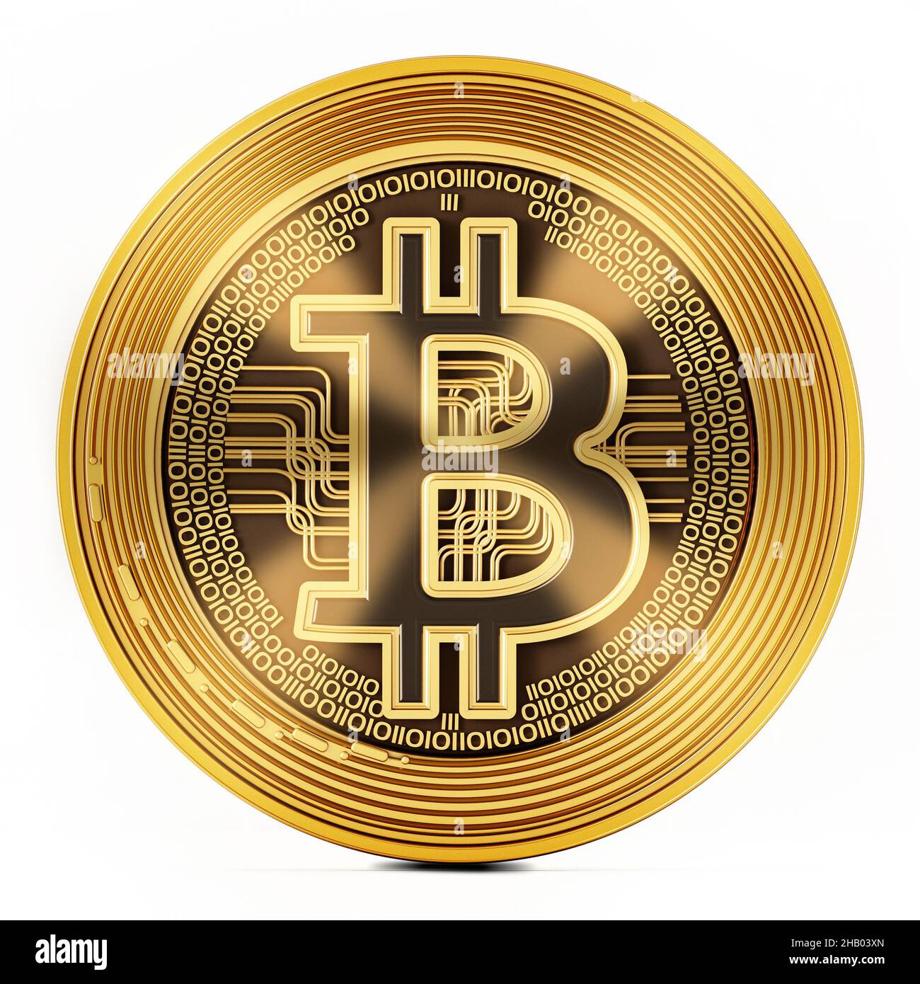 Generische Krypto-Münze isoliert auf weißem Hintergrund. 3D Abbildung. Stockfoto