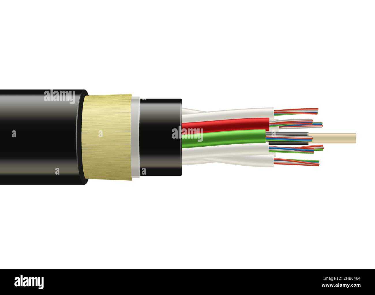 Glasfaser-Kabel, Breitband-Speed-Internet-Kabel. Vector realistische  flexible elektrische Kupferdrähte in Wicklung. Netzwerkoptisches, dichtes  Kabel, isoliert Stock-Vektorgrafik - Alamy