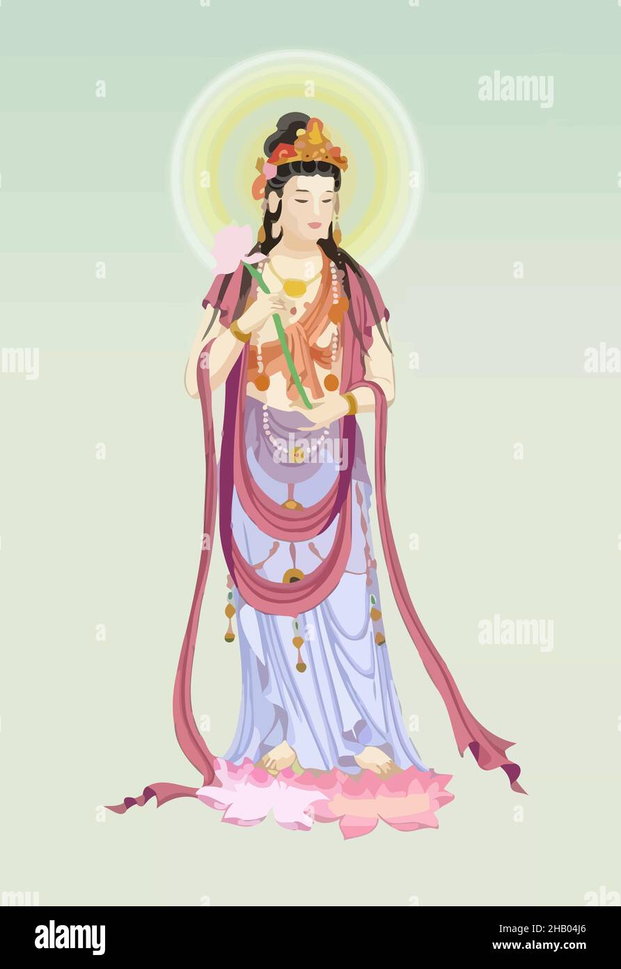 Avalokitesvara Bodhisattva chinesische Kultur heilige Illustration Stockfoto
