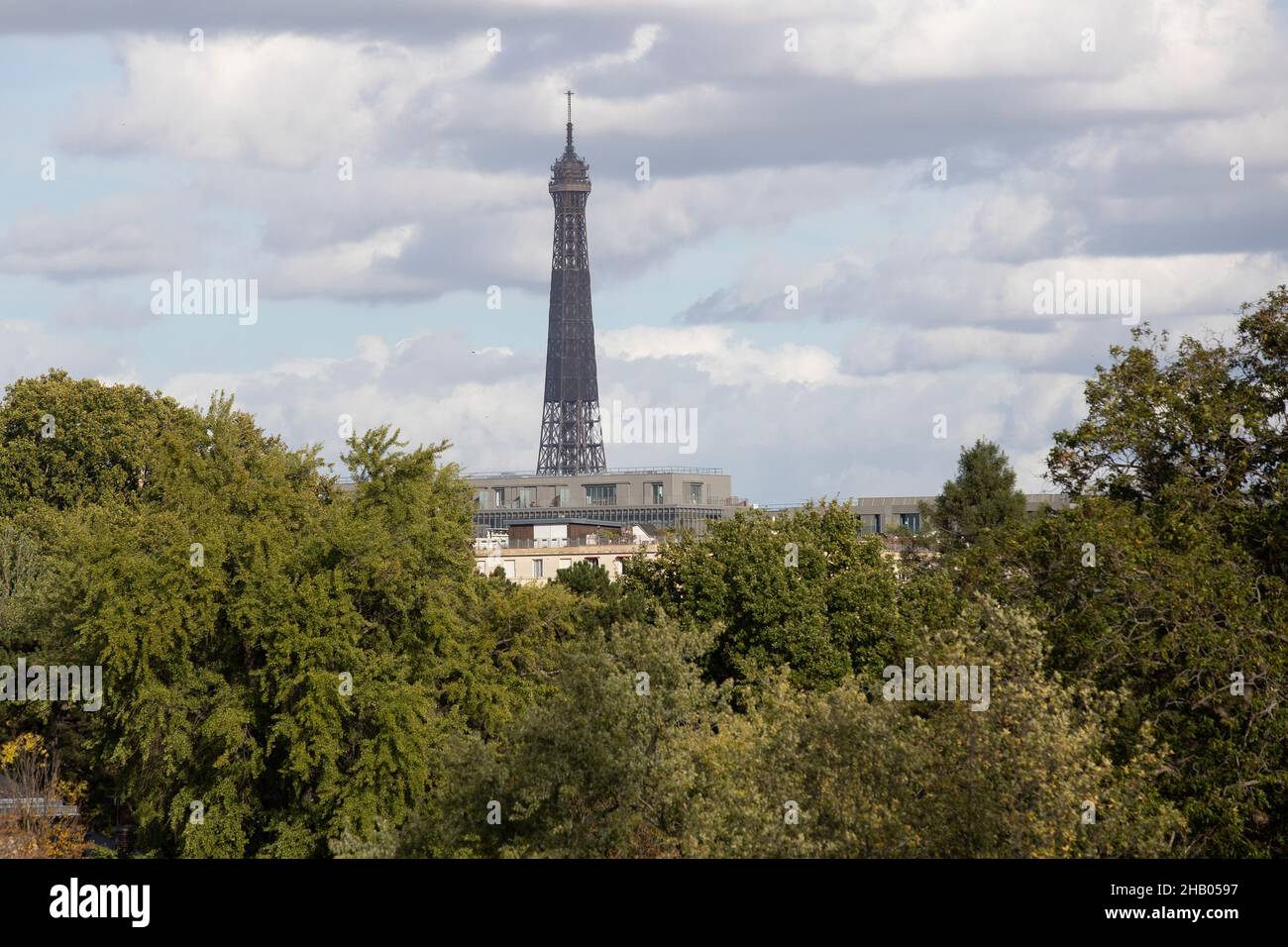 Fernansicht des Eiffelturms, Paris, Frankreich. Stockfoto