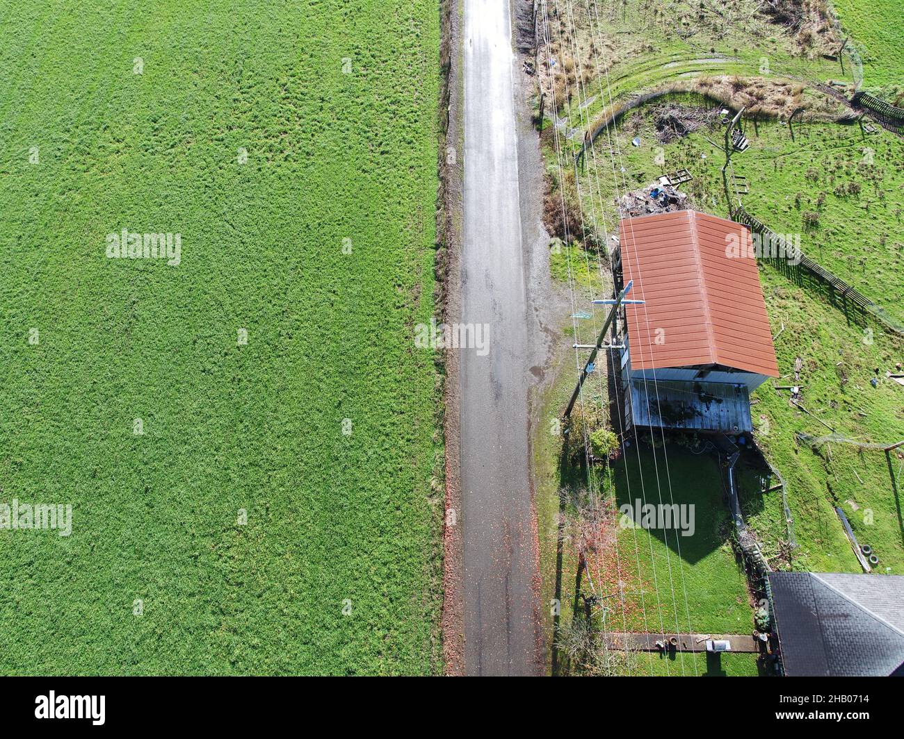 Ein Blick auf landwirtschaftliche Felder in den USA, die als Heu