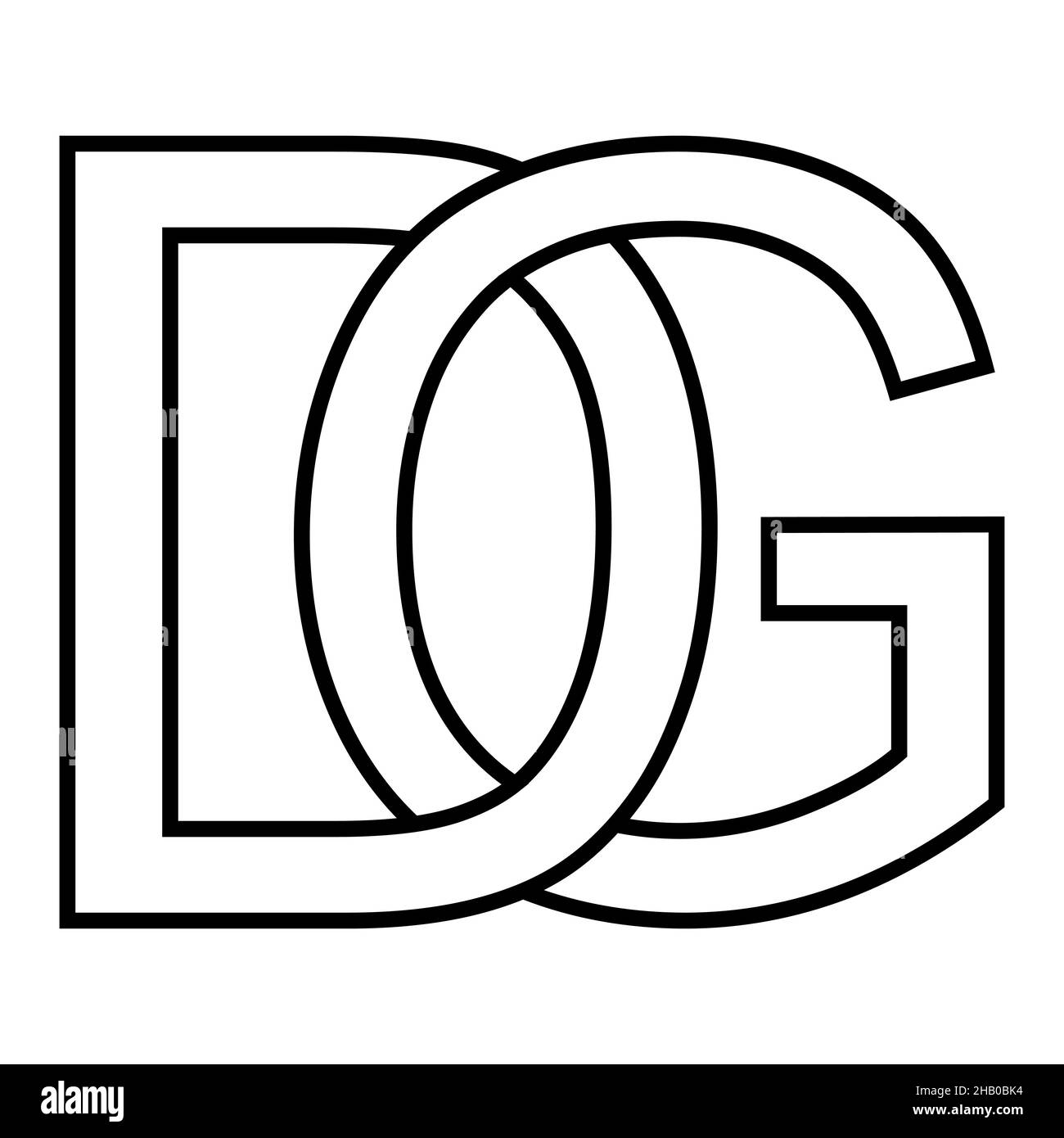 Logo-Zeichen dg gd, Symbolzeichen Zeilensprungbuchstaben d g Stock Vektor