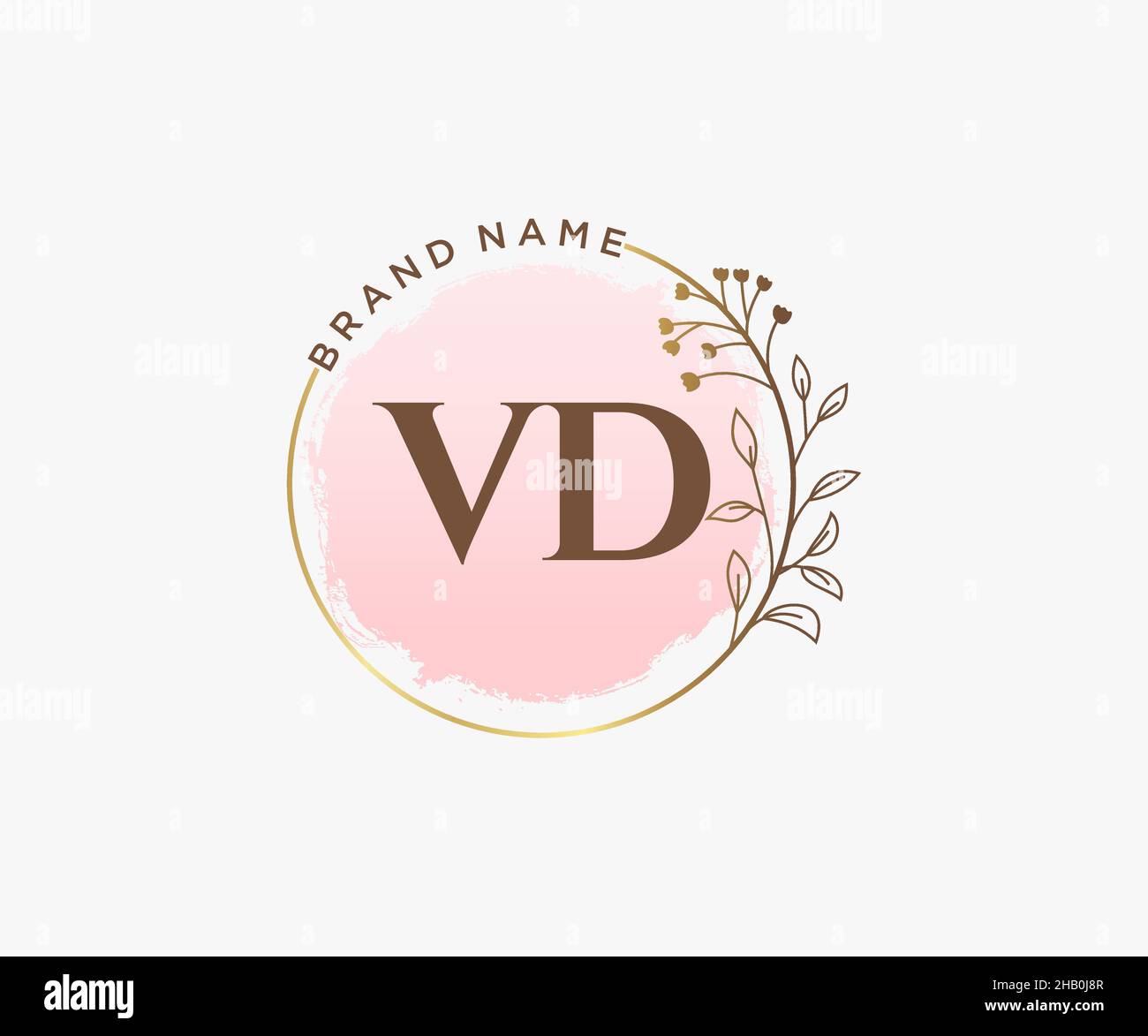 VD feminines Logo. Verwendbar für Natur, Salon, Spa, Kosmetik und Beauty Logos. Flaches Vektor-Logo-Design-Template-Element. Stock Vektor