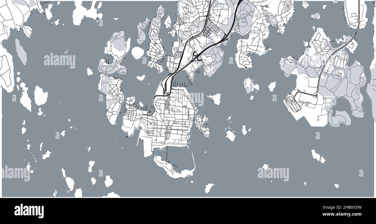 Städtischer Vektor-Stadtplan von Karlskrona, Schweden, Europa Stock Vektor